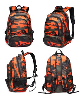Foto 3 | Mochila Escolar Bluefairy Naranja Camuflado para Niños - Venta Internacional