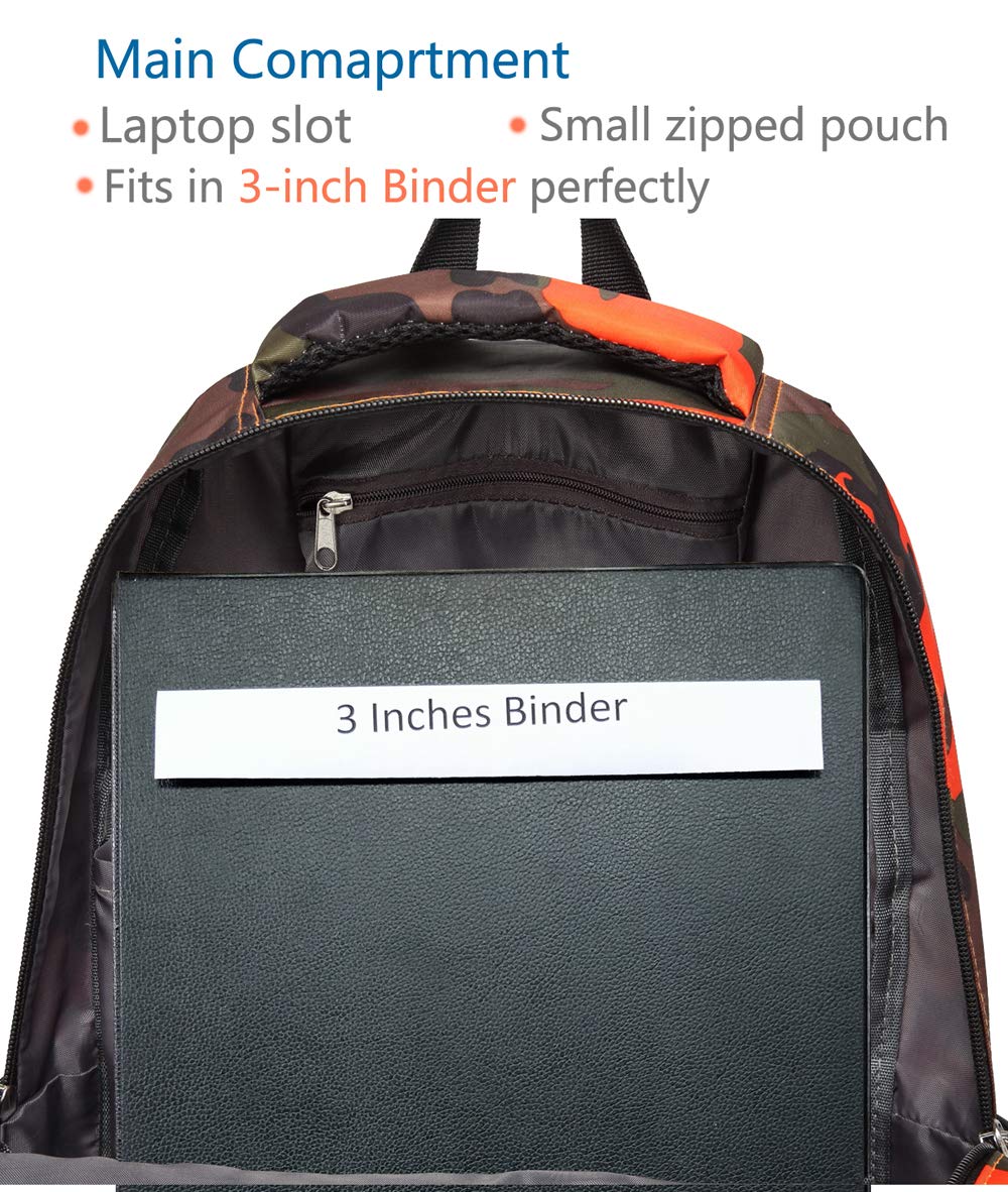 Foto 6 pulgar | Mochila Escolar Bluefairy Naranja Camuflado para Niños - Venta Internacional