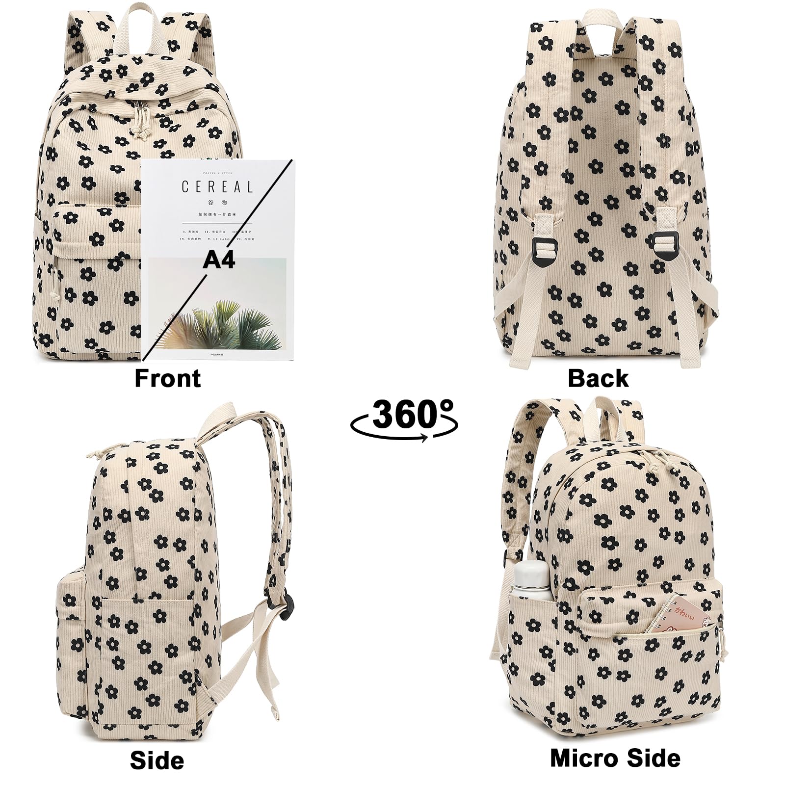 Foto 5 | Mochila Escolar Bluboon Beige con Espacio para Portátil de 14 Pulgadas - Venta Internacional