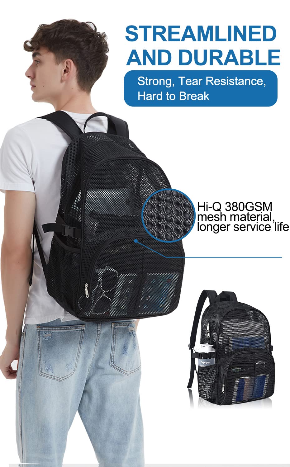 Foto 3 | Mochila Busiuw Heavy Duty Mesh con Compartimento para Portátil - Venta Internacional