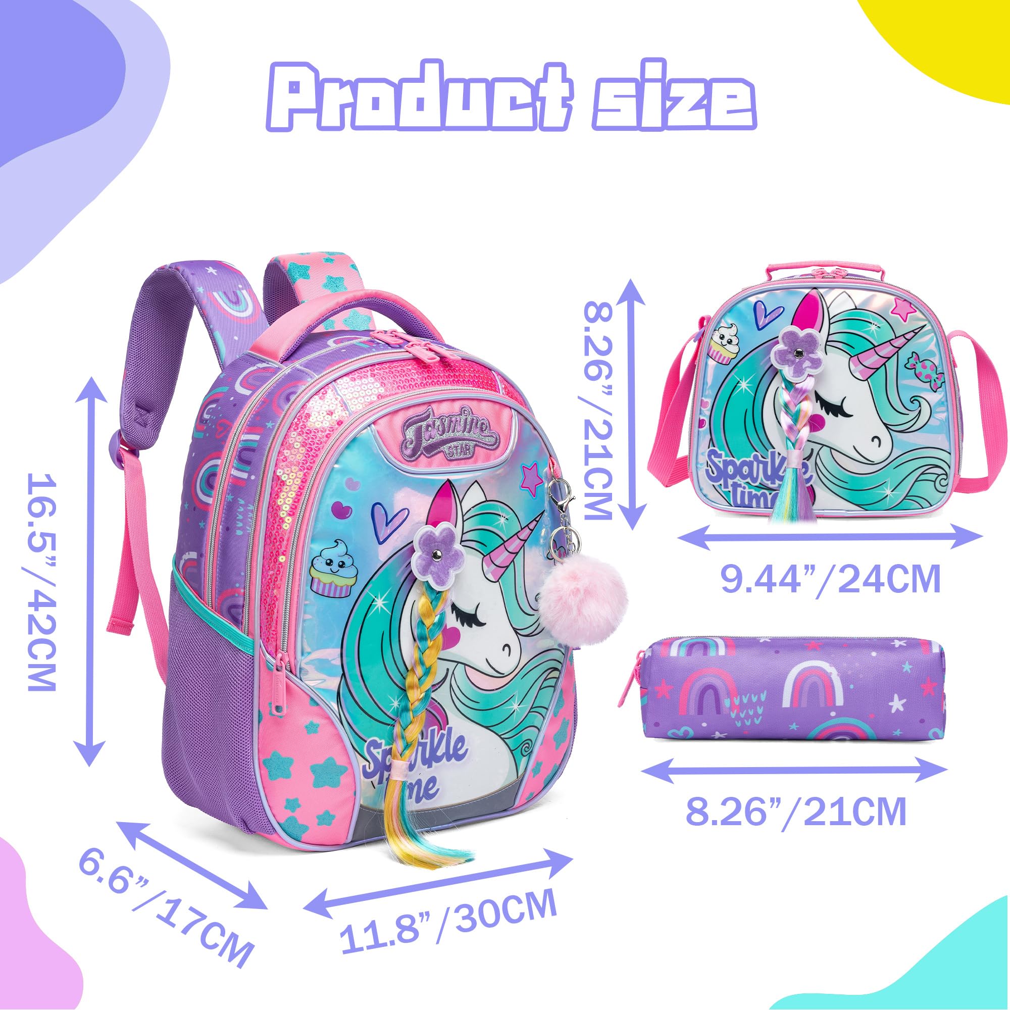 Foto 3 pulgar | Mochila Meetbelify Unicorn con Lonchera para Niñas - Venta Internacional