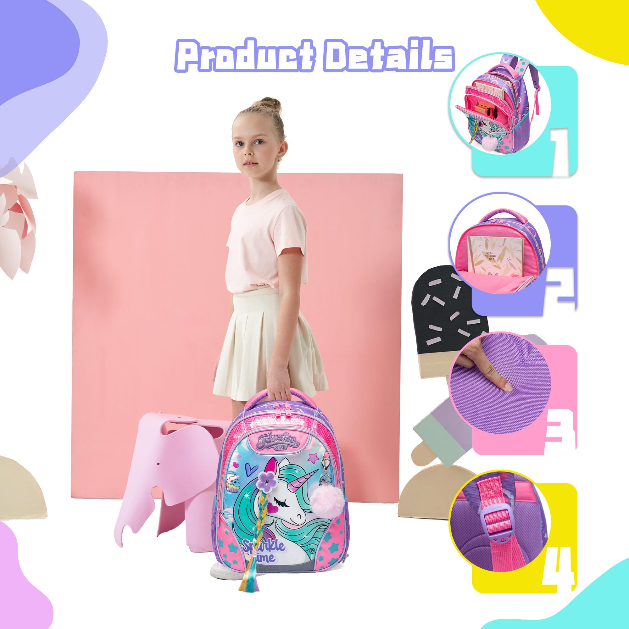 Foto 5 pulgar | Mochila Meetbelify Unicorn con Lonchera para Niñas - Venta Internacional