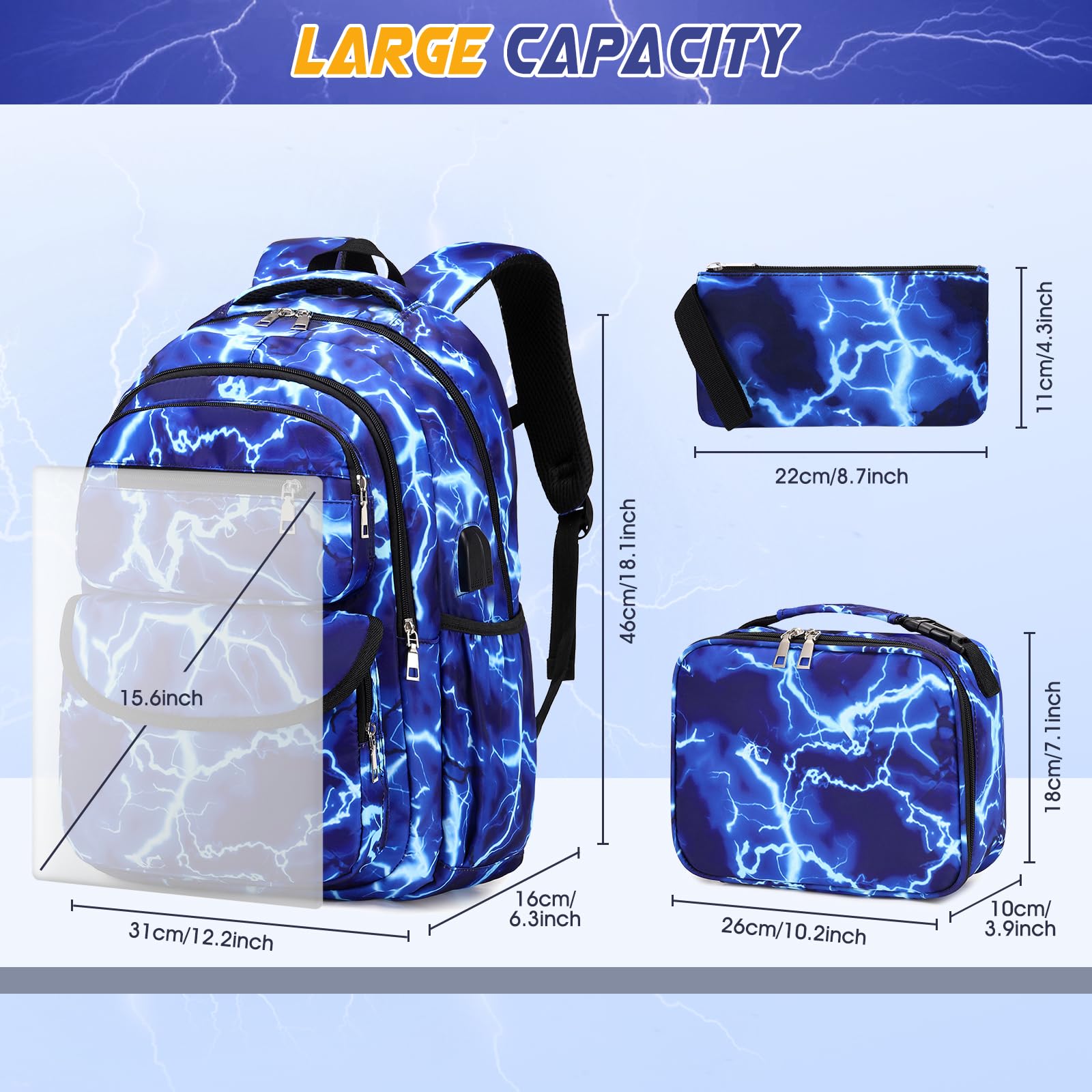 Foto 3 pulgar | Mochila Escolar Galaxy Space con Set de Lonchera y Estuche  - Venta Internacional