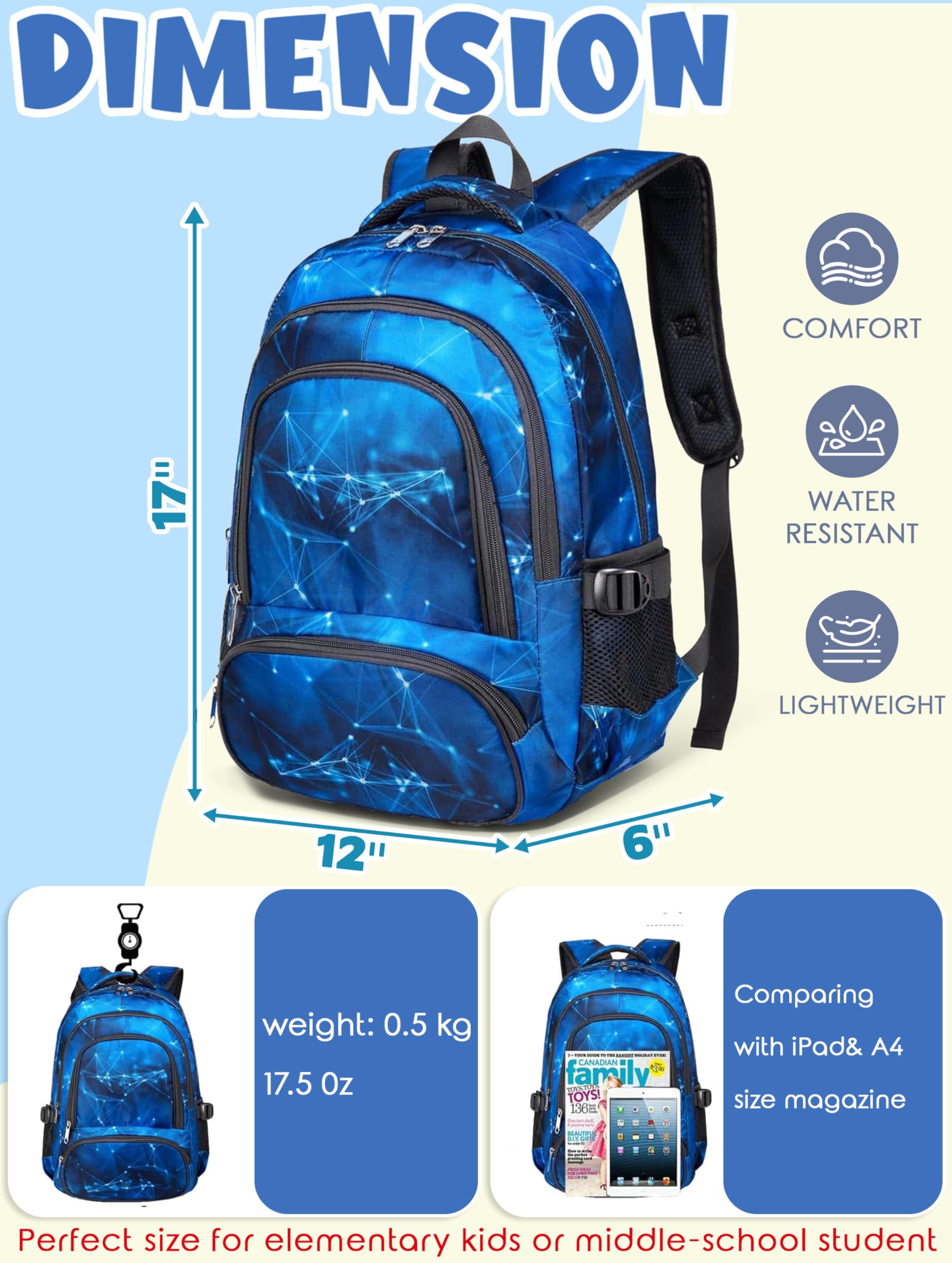 Foto 3 pulgar | Mochila Blueairy Kids Star Azul - Venta Internacional