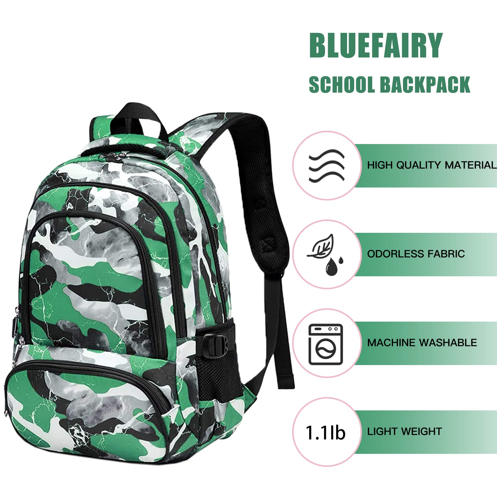 Foto 8 pulgar | Mochila Blueairy Kids 17l Camo Verde - Venta Internacional