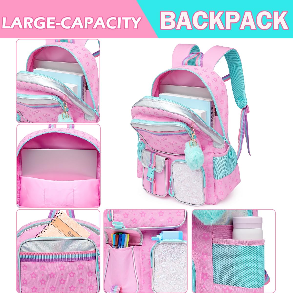 Foto 7 pulgar | Mochila Escolar Meetbelify Rosa - Venta Internacional