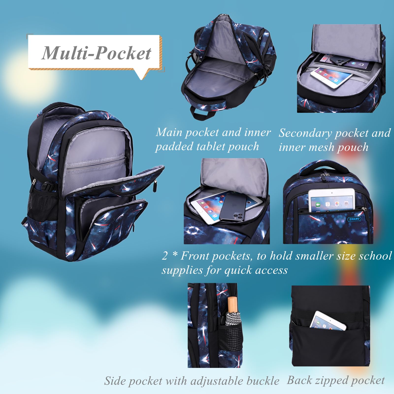 Foto 5 pulgar | Set de Mochila Bansusu Galaxy Unisex - Venta Internacional