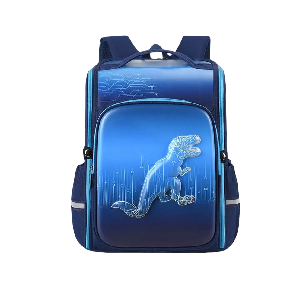 Mochila Escolar Infantil 3d Dinosaurio Azul