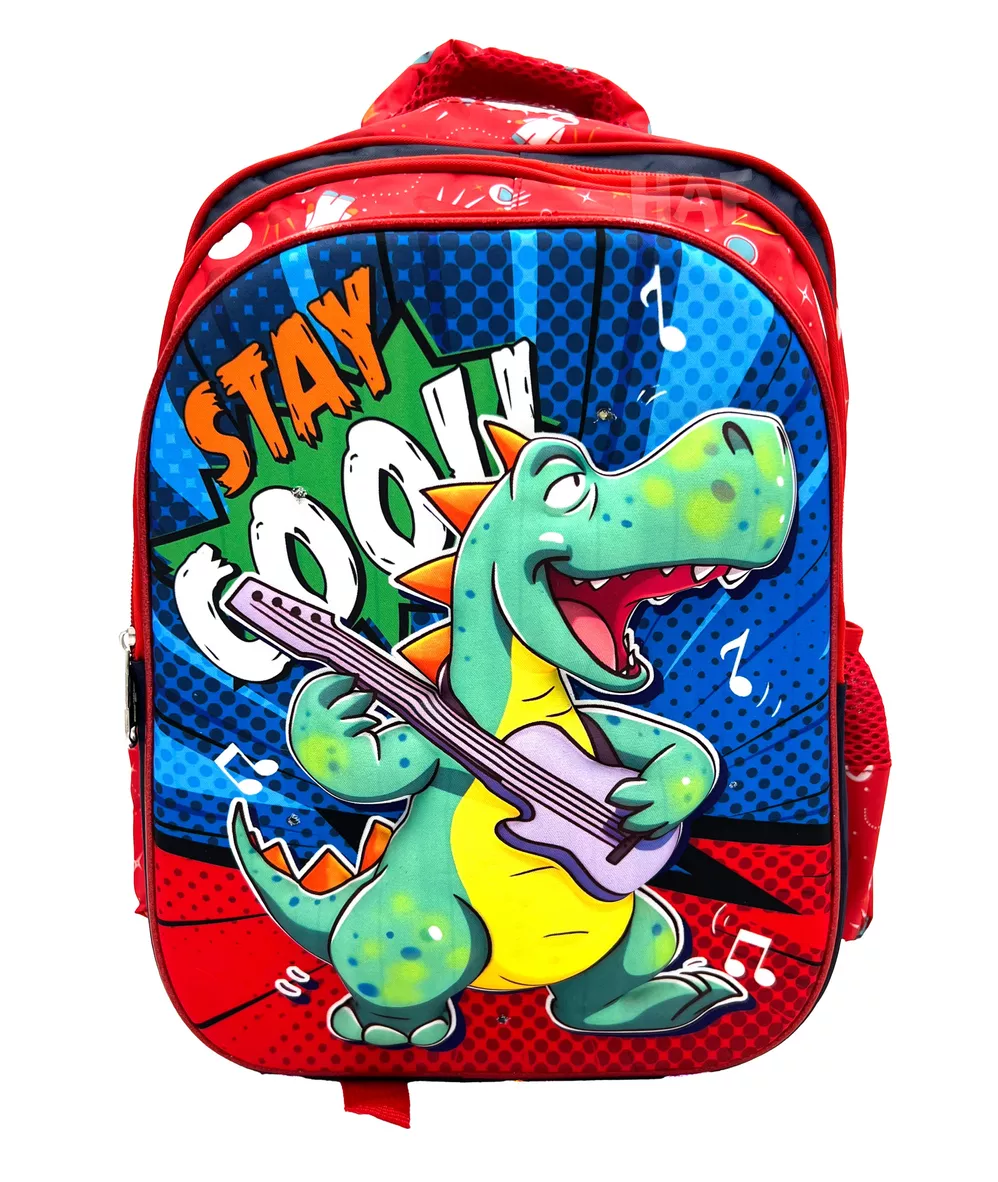 Foto 2 | Mochila Escolar Infantil 3d Con Luz Diseño Dinosaurio Guitarra Rojo