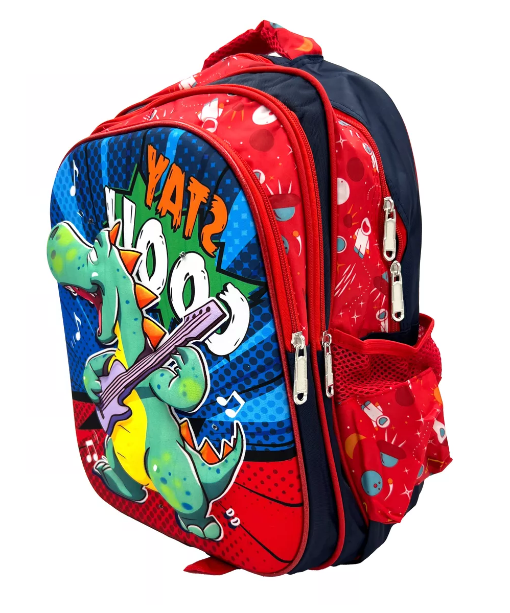 Foto 4 pulgar | Mochila Escolar Infantil 3d Con Luz Diseño Dinosaurio Guitarra Rojo