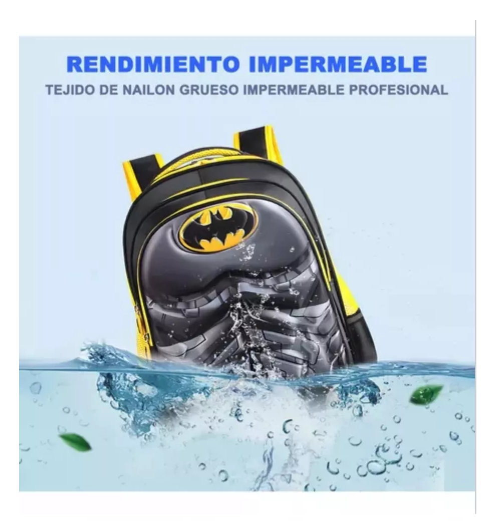 Foto 4 pulgar | Mochila Gran Volumen Multicompartimento Resistente Diseño Batman Amarillo