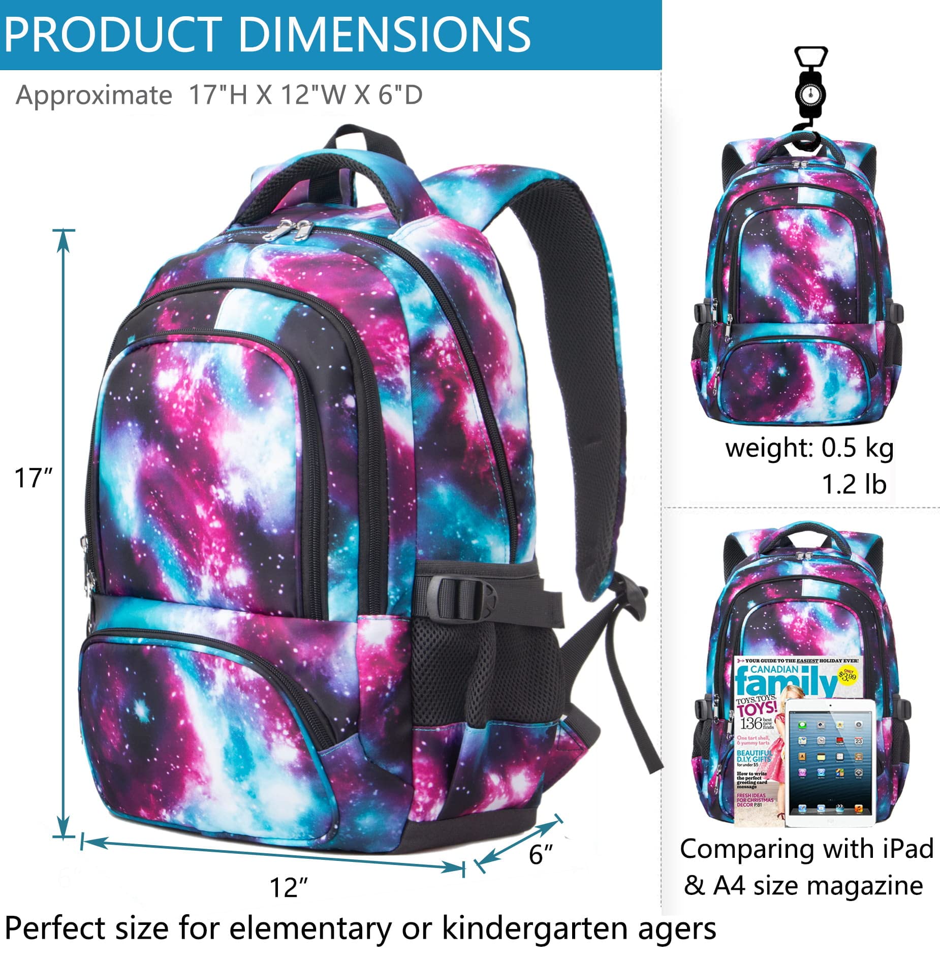 Foto 3 pulgar | Mochila Bluefairy Kids Galaxy Purpura - Venta Internacional