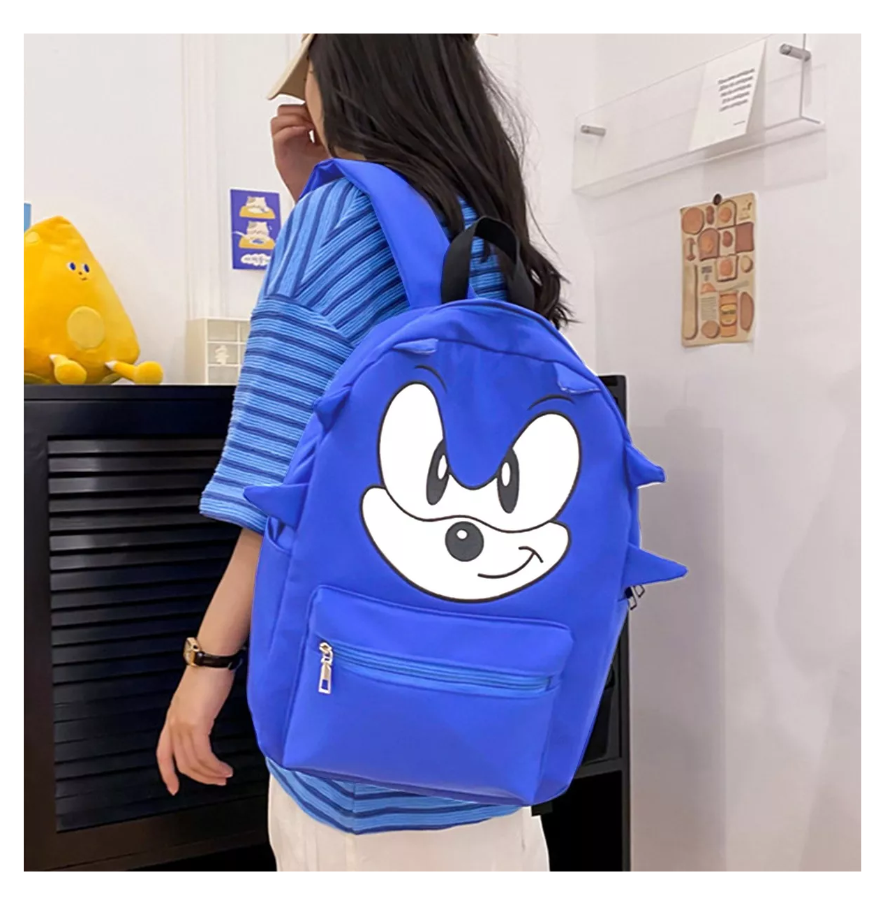 Foto 4 pulgar | Mochila Escolar Diseño De Hedgehog Soni Azul Marino