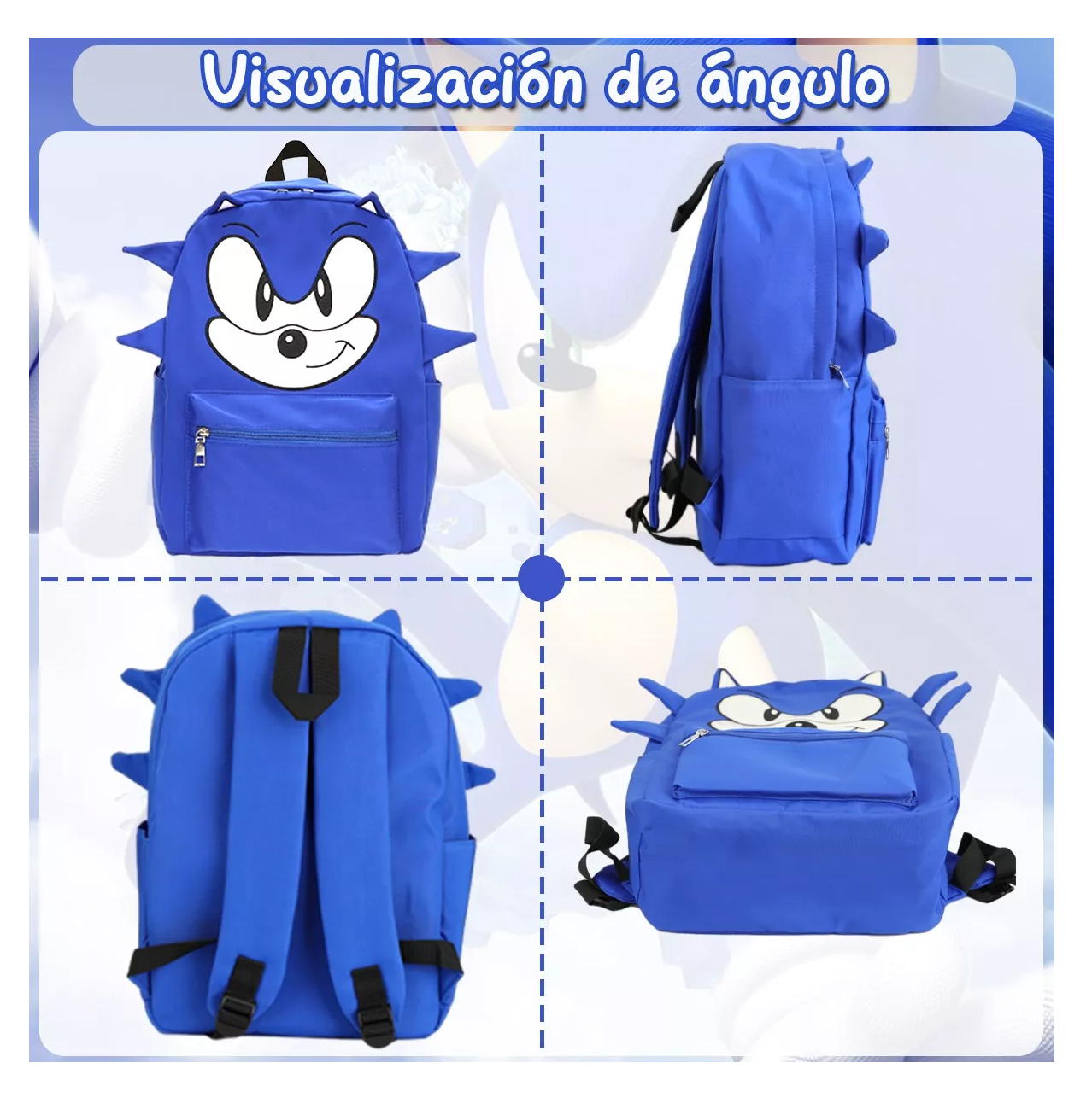 Foto 5 pulgar | Mochila Escolar Diseño De Hedgehog Soni Azul Marino