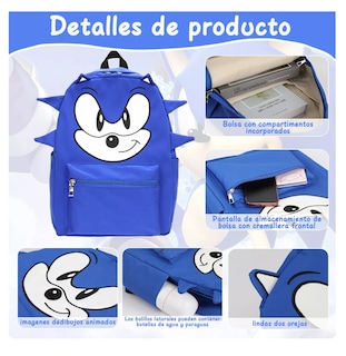 Foto 5 | Mochila Escolar Diseño De Hedgehog Soni Azul Marino