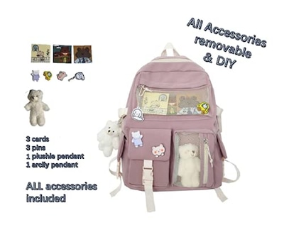 Foto 3 | Mochila Ggoob Kawaii De Lona De Nailon Impermeable 32 X 11 X 43 Cm, Color Rosa - Venta Internacional.