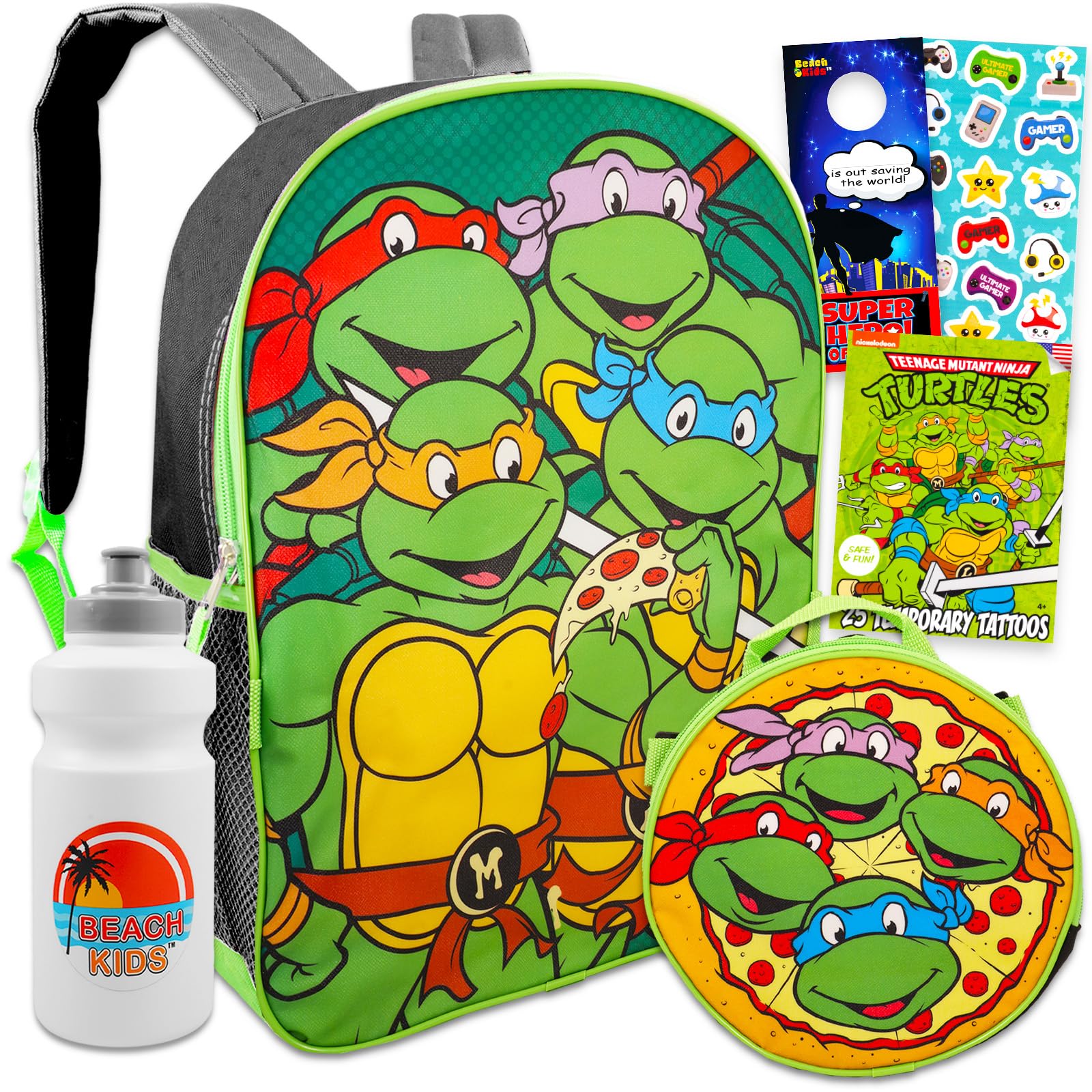 Mochila Teenage Mutant Ninja Turtles De 15 Pulgadas Con Set De Lonchera - Venta Internacional.