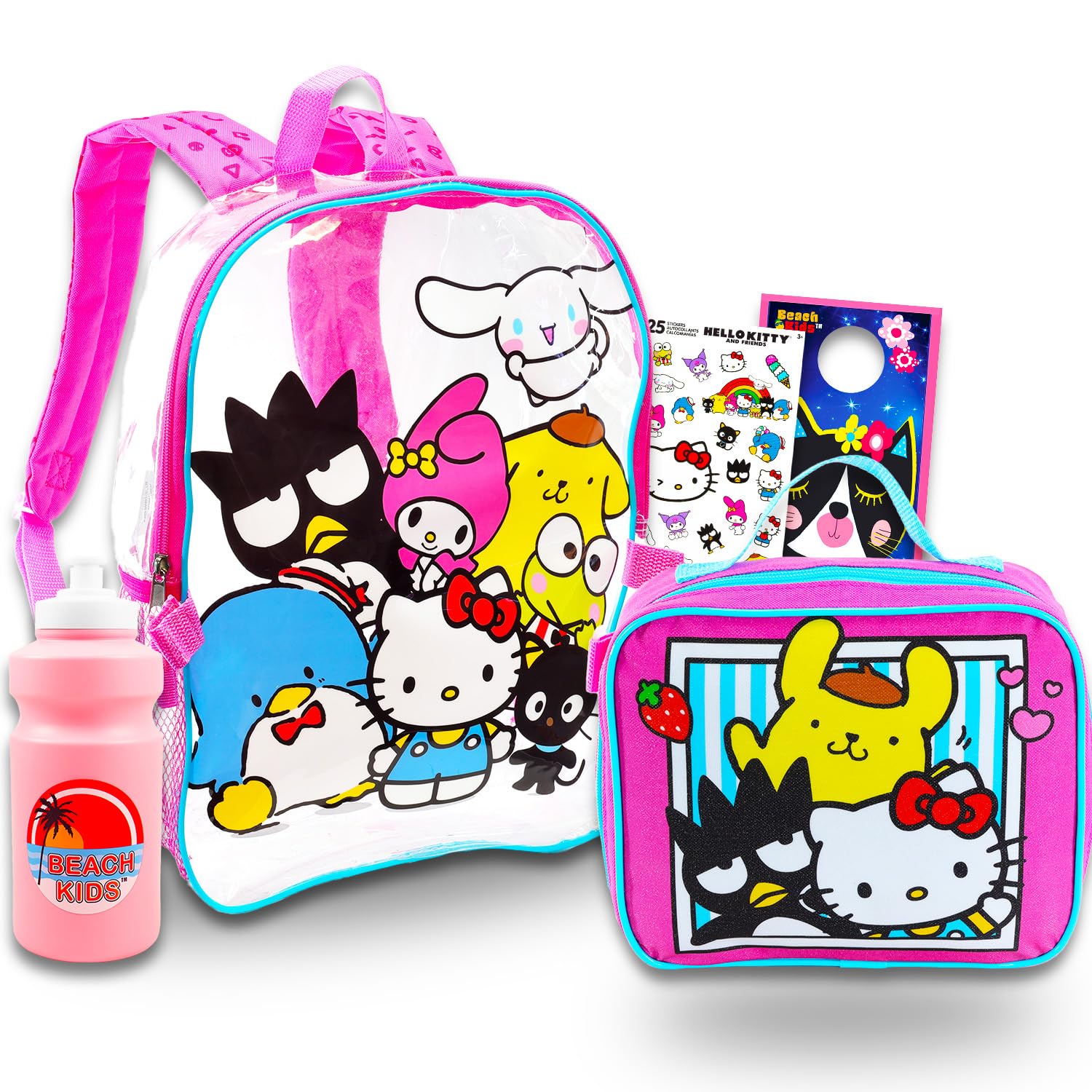 Mochila Hello Kitty Transparente Para La Escuela Con Lonchera Y Botella - Venta Internacional.