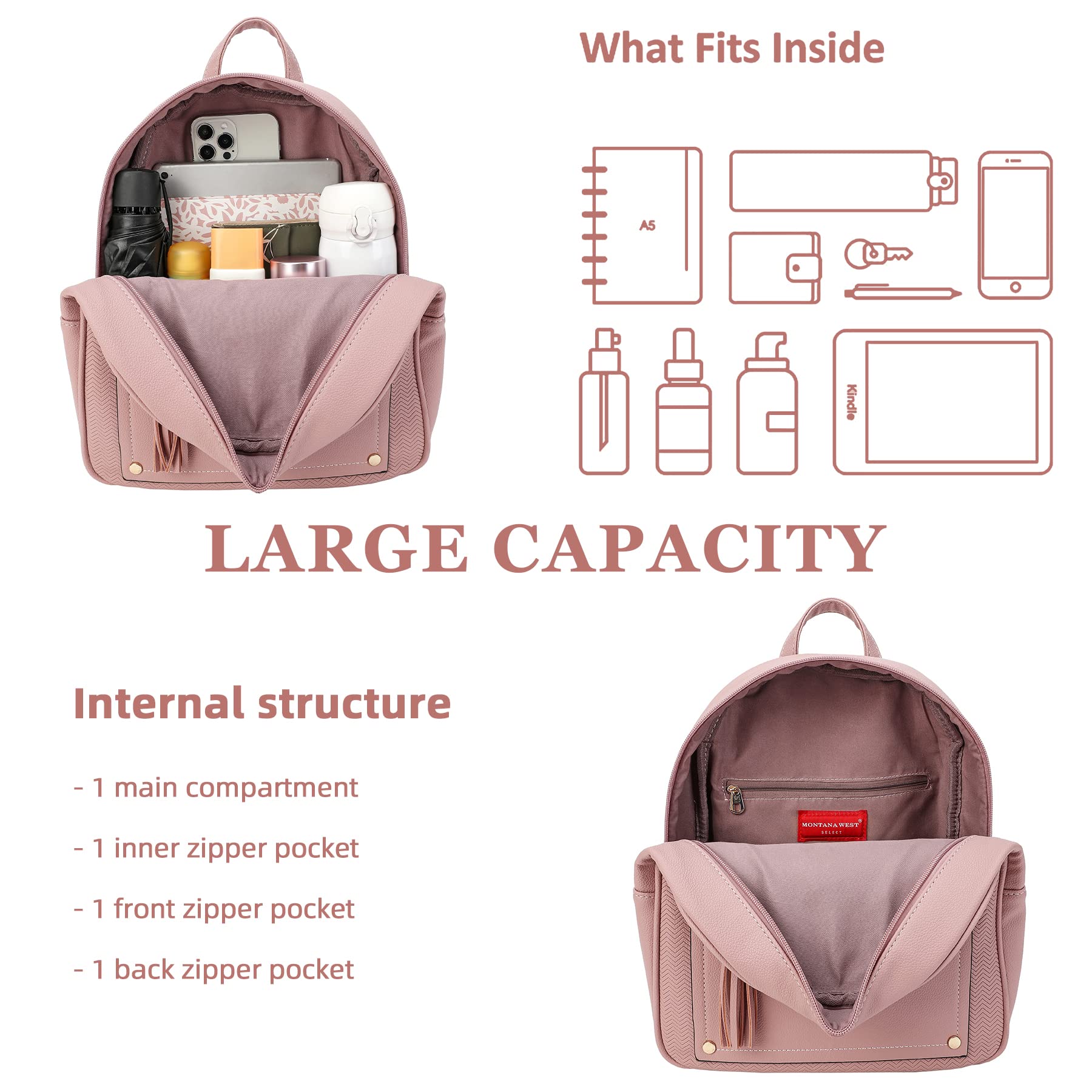 Foto 4 pulgar | Mochila Montana West Rosa para Mujer - Venta Internacional