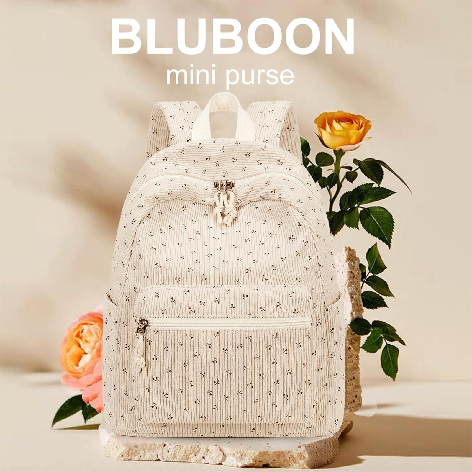 Foto 6 pulgar | Mochila Bluboon con Estampado Floral de Pana - Venta Internacional