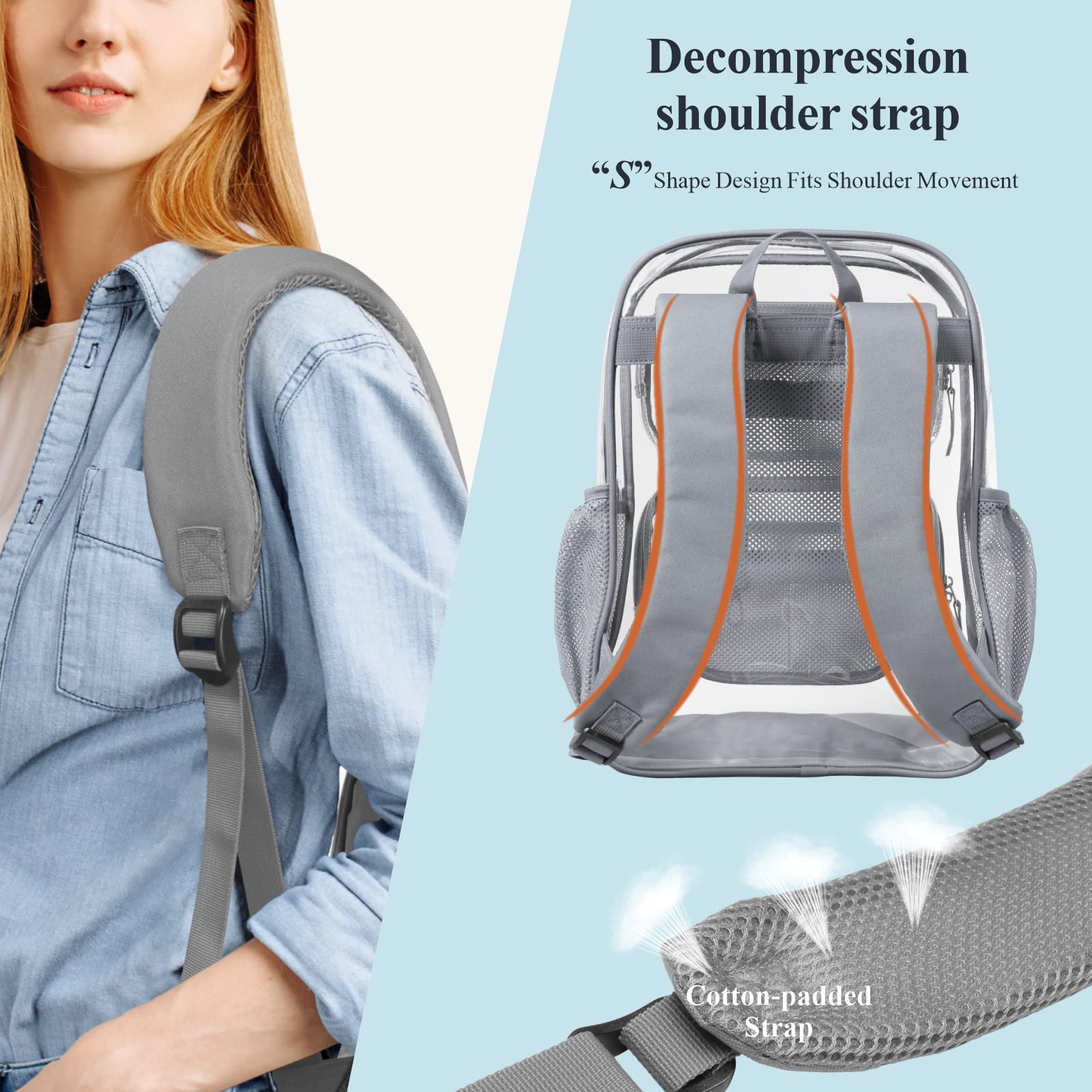Foto 4 | Mochila Transparente Packism 17 De Pvc Gris De Alta Resistencia Para La Escuela - Venta Internacional.