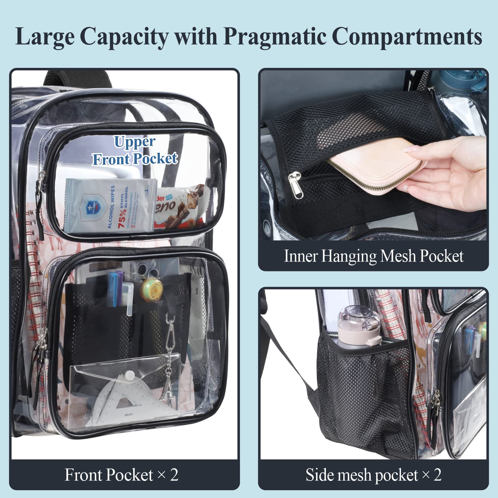 Foto 5 | Mochila Transparente Packism 17 De Pvc Resistente, Negro Transparente - Venta Internacional.