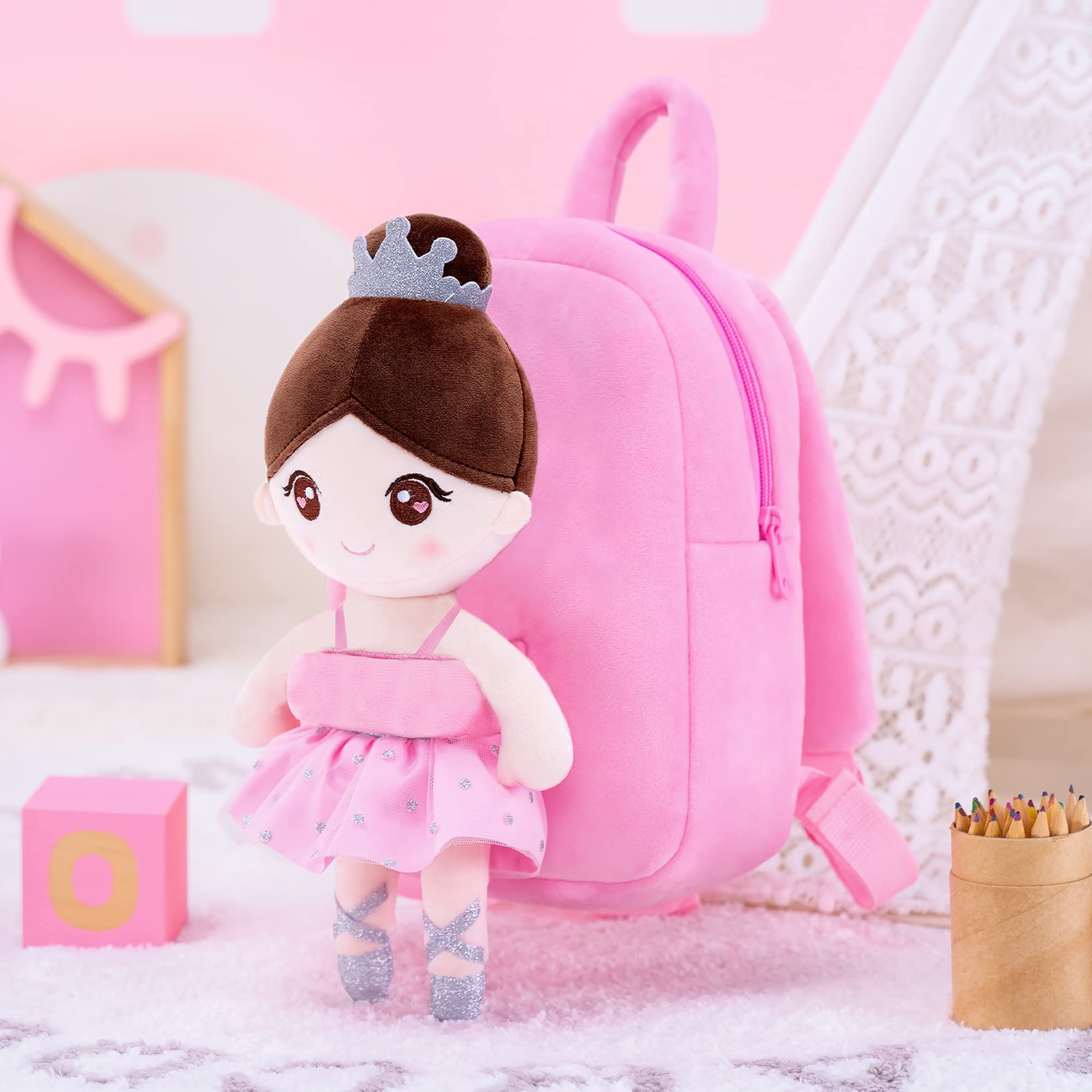 Foto 8 pulgar | Mochila Gloveleya Para Niños Pequeños Con Suave Muñeca Bailarina Rosa 2+ - Venta Internacional.
