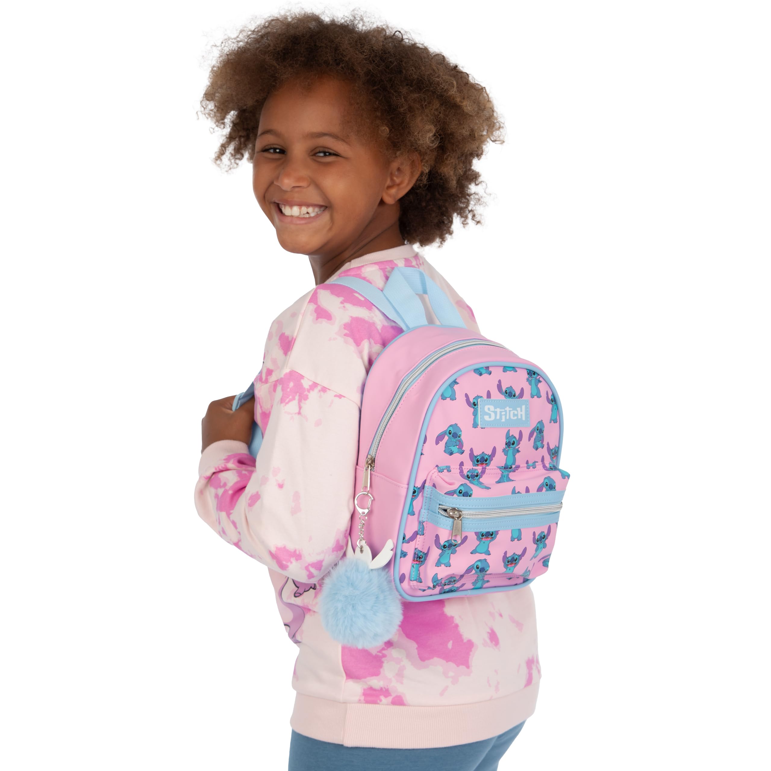Foto 4 pulgar | Minimochila Disney Stitch Para Niñas Rosa Con Llavero - Venta Internacional.