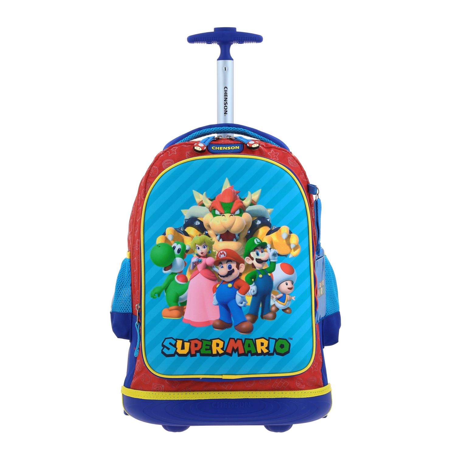 Mochila Ruedas Escolar Primaria Chenson Con Baston Y Luz Mario Bros Squat Mb66372-r Carro De Fabrica Reforzado