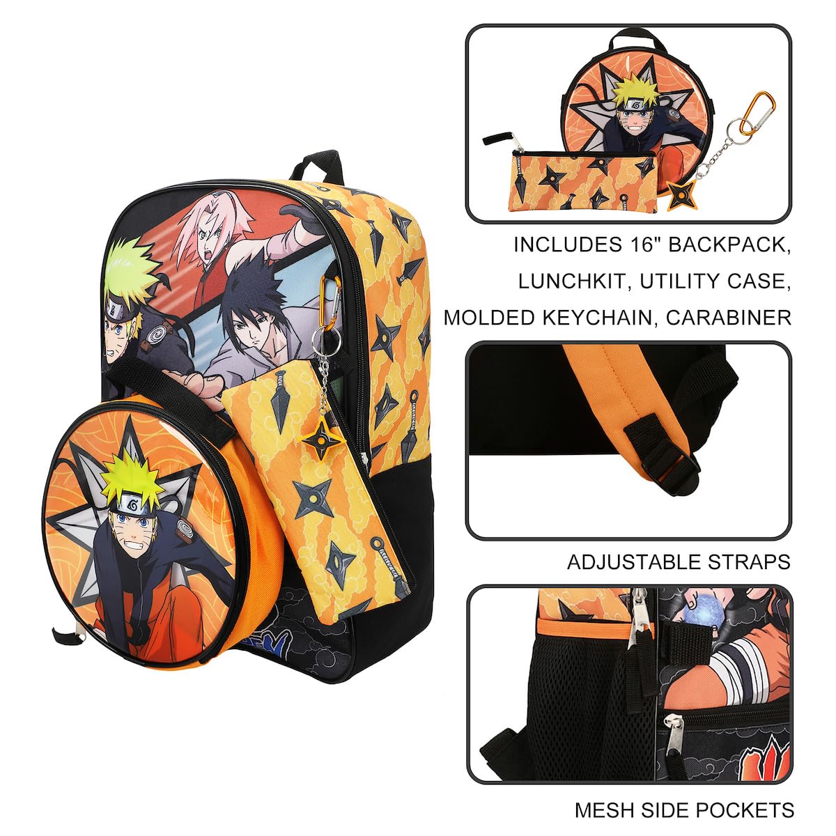 Foto 5 pulgar | Set De Mochilas Bioworld Con Estampado De Personajes De Anime De Naruto, 5 Piezas - Venta Internacional.
