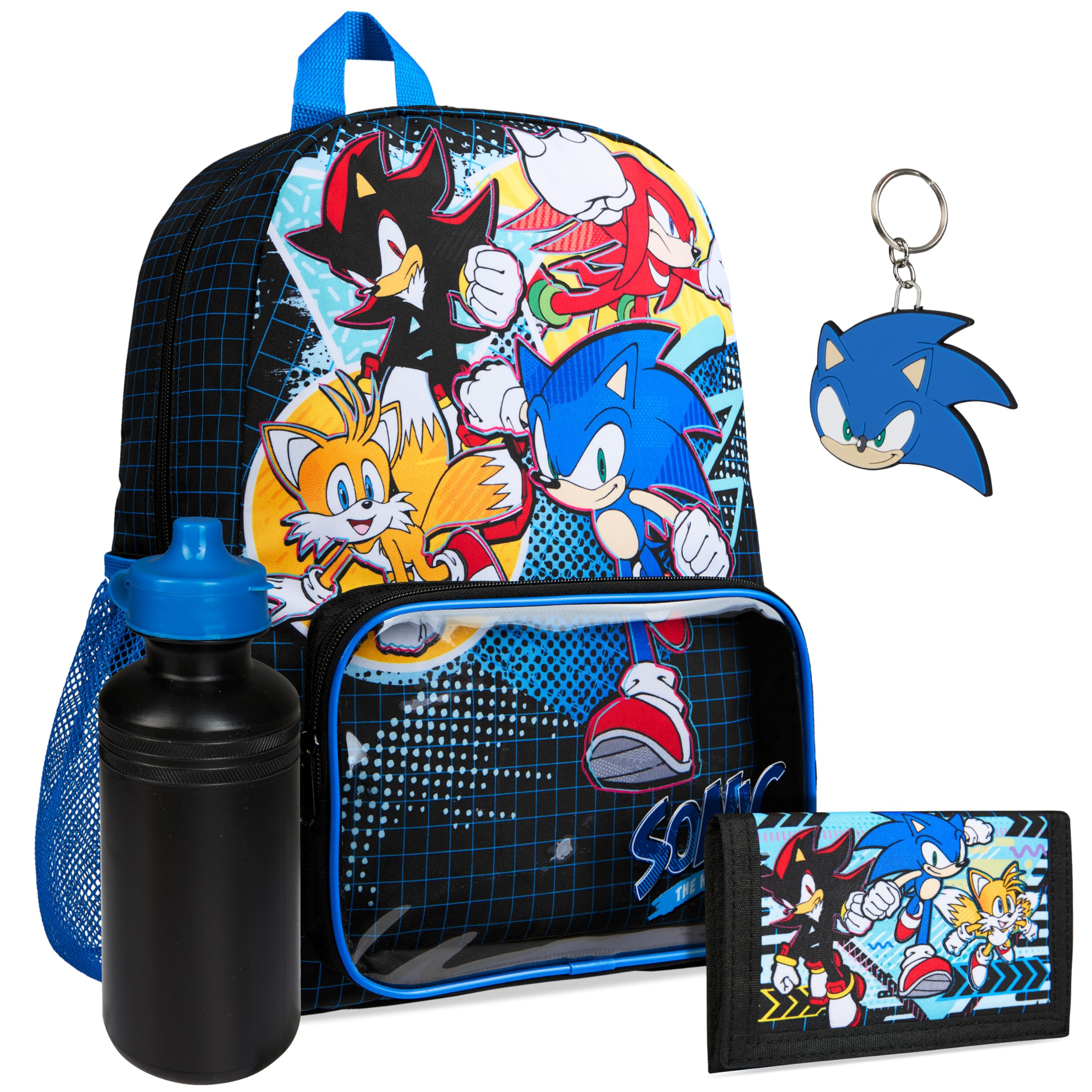 Foto 2 pulgar | Set de Mochilas Escolares Sonic The Hedgehog de 4 Piezas con Botella de Agua - Venta Internacional