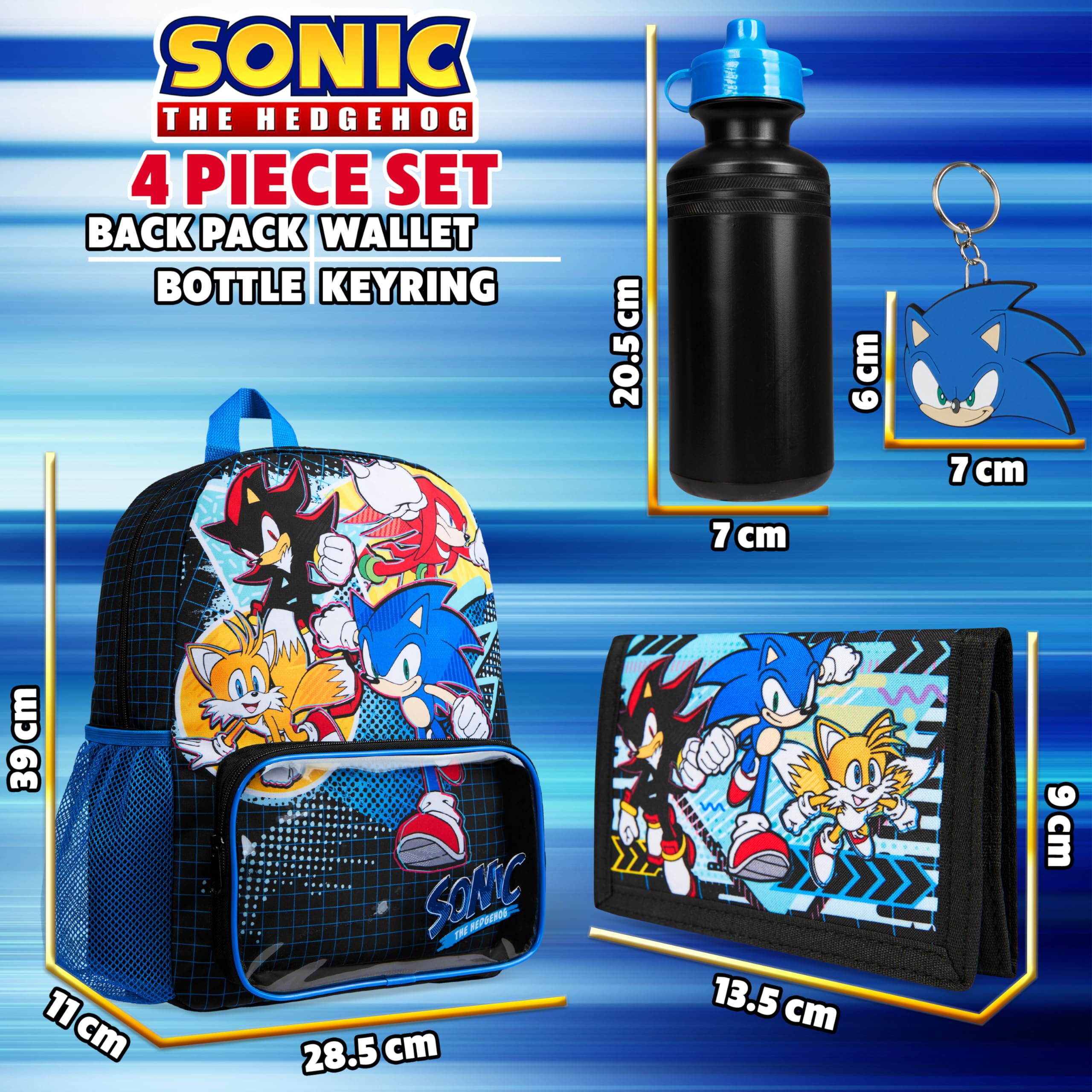 Foto 7 pulgar | Set de Mochilas Escolares Sonic The Hedgehog de 4 Piezas con Botella de Agua - Venta Internacional