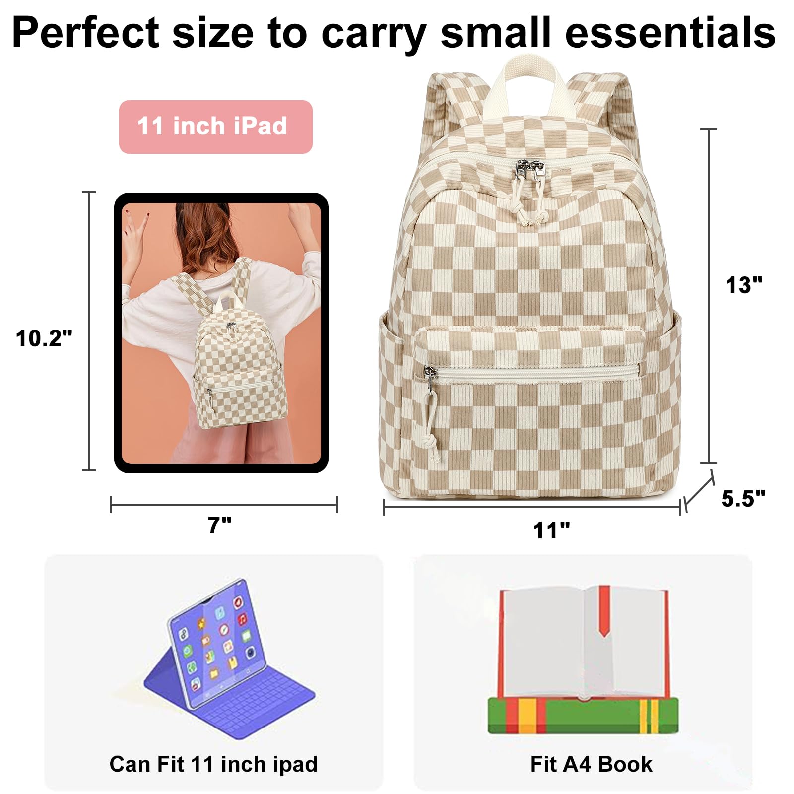 Foto 8 pulgar | Minimochila Bluboon a Cuadros Multicolor - Venta Internacional