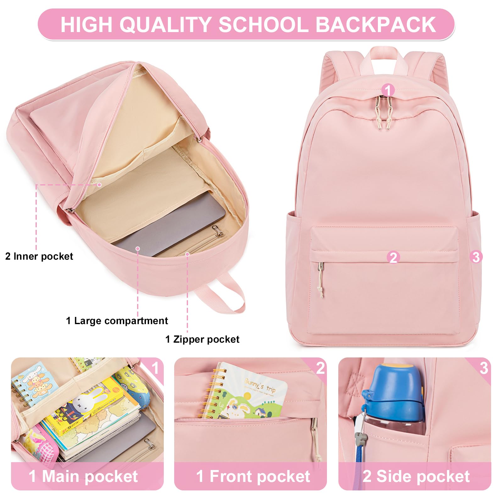 Foto 6 pulgar | Mochila Escolar Bluboon Butterfly Rosa - Venta Internacional