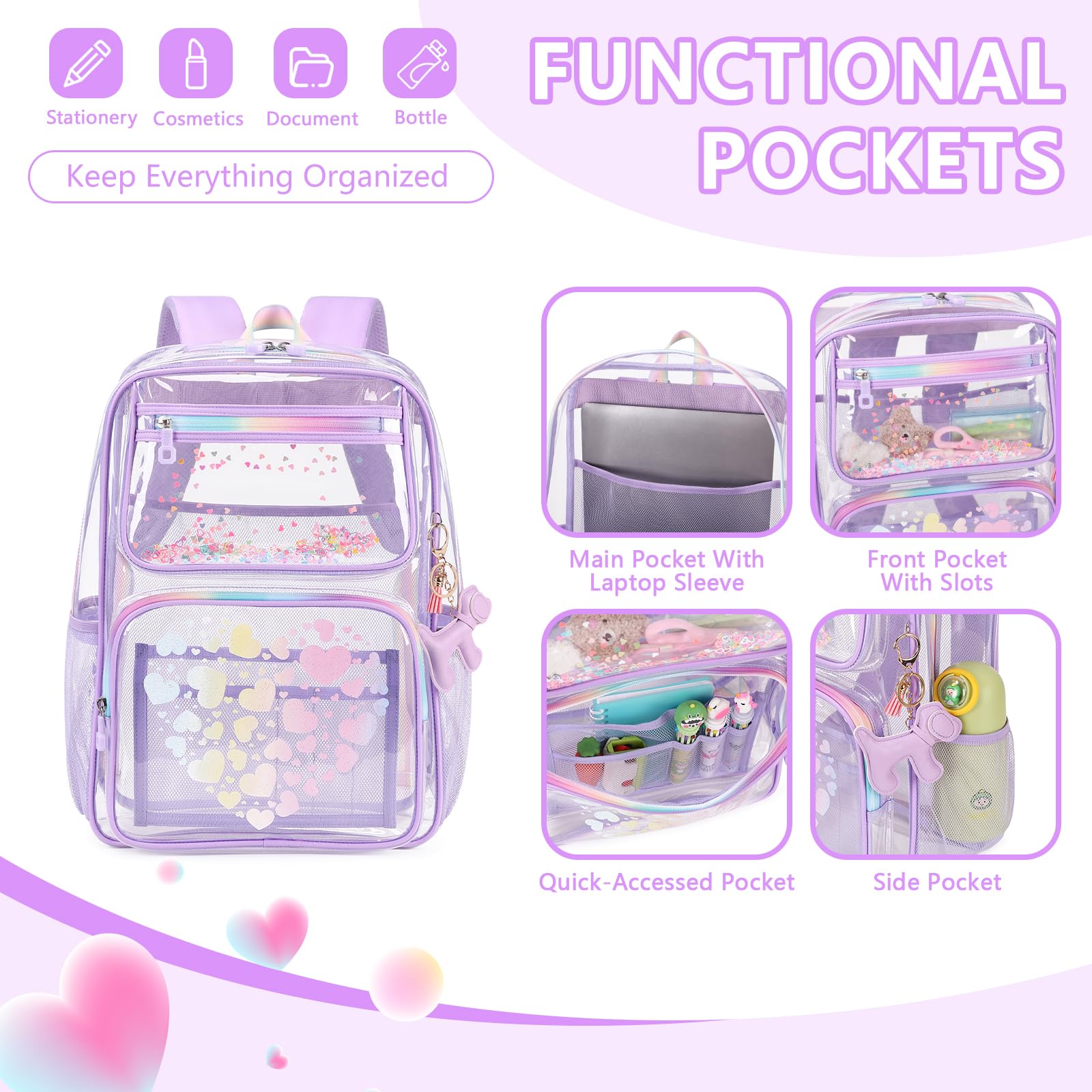 Foto 4 pulgar | Mochila Transparente Moonbaby Lovely - Venta Internacional