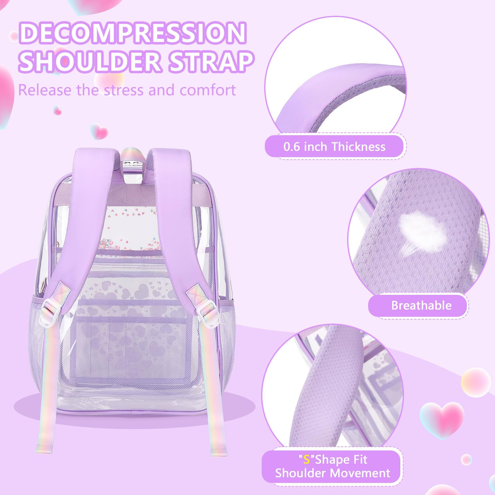 Foto 5 pulgar | Mochila Transparente Moonbaby Lovely - Venta Internacional