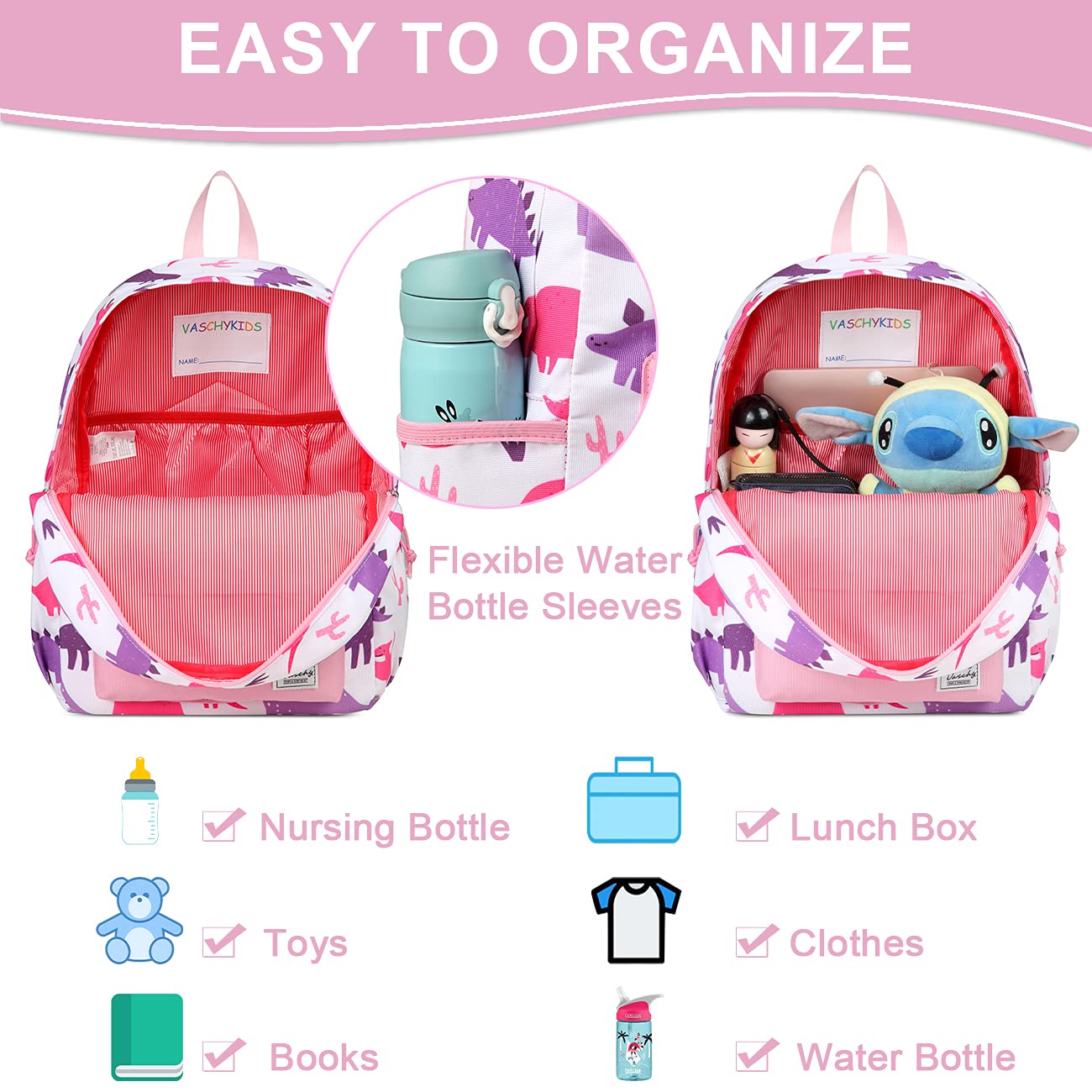 Foto 3 | Mochila Vaschy Kids con Diseño de Dinosaurio Rosa 38 cm - Venta Internacional
