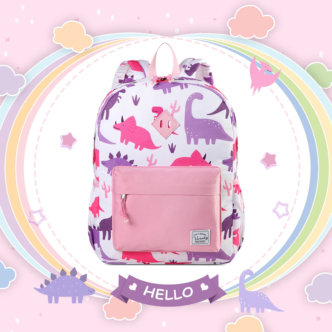 Foto 8 pulgar | Mochila Vaschy Kids con Diseño de Dinosaurio Rosa 38 cm - Venta Internacional