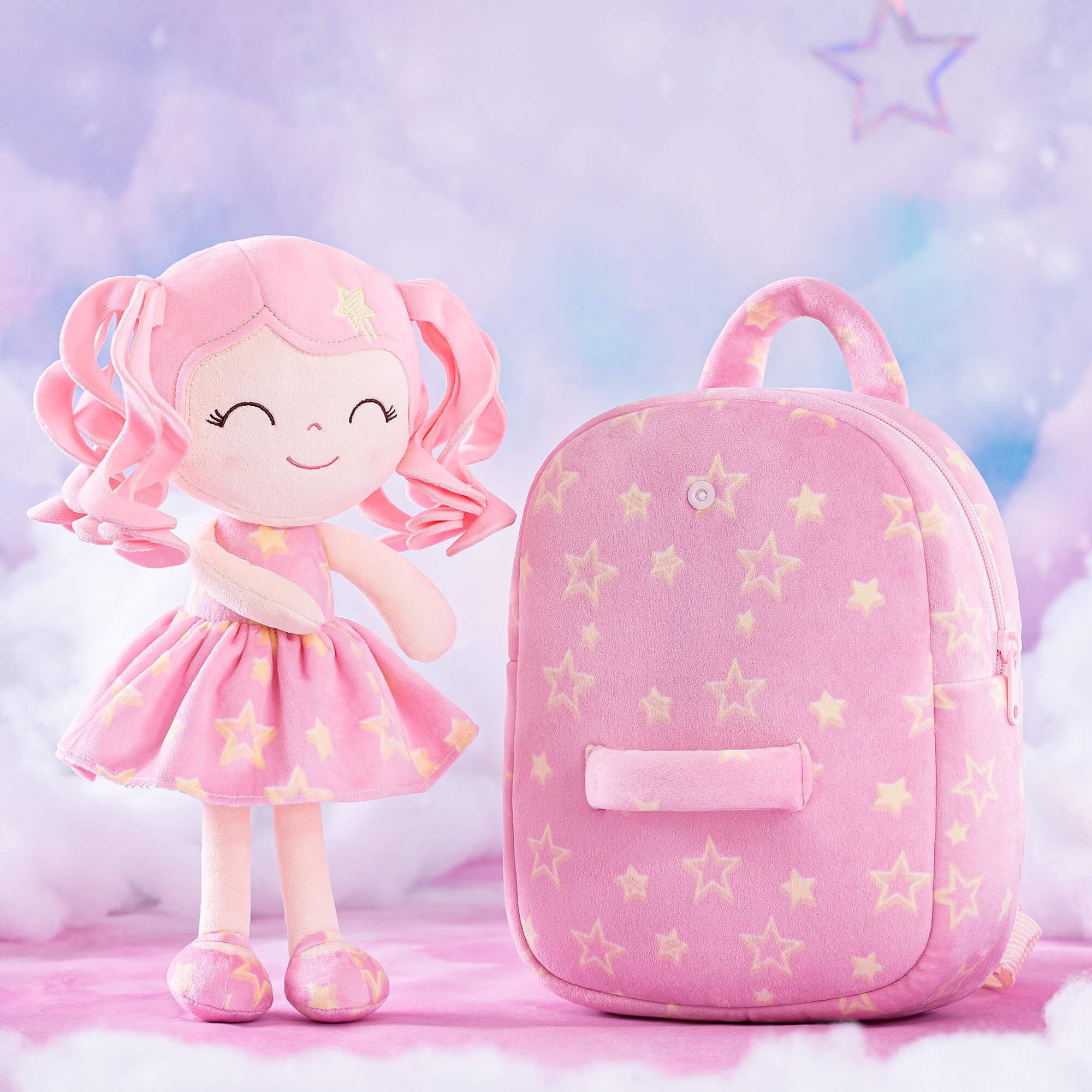 Foto 7 | Mochila Gloveleya para Niña Pequeña con Muñeco de Peluche de 23 cm color Rosa - Venta Internacional