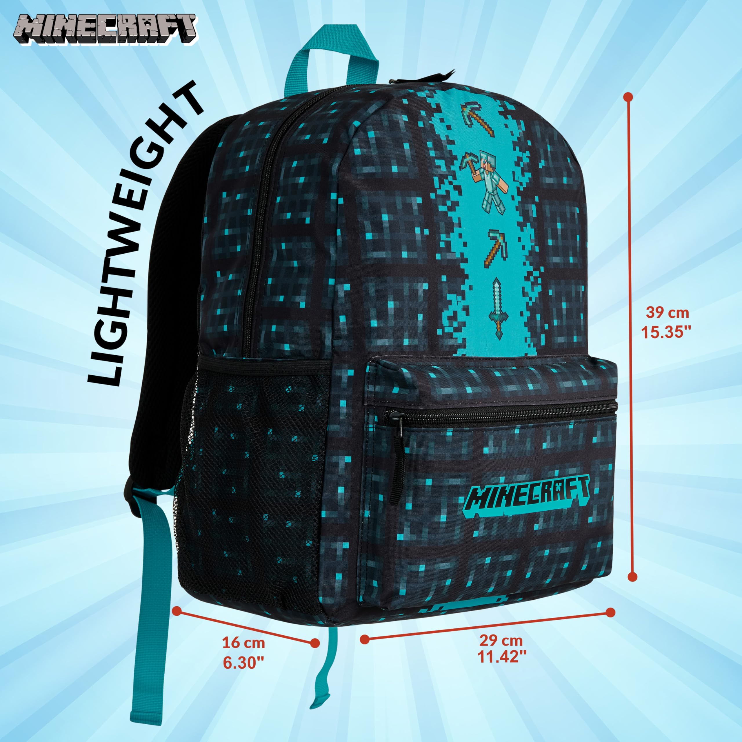 Foto 7 pulgar | Mochila Escolar Minecraft Kids con Bolsillo Frontal Azul - Venta Internacional