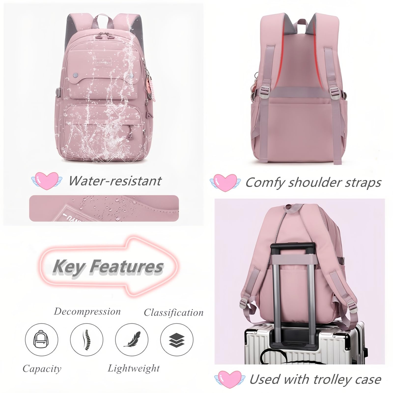 Foto 6 pulgar | Mochila Bansusu Teen Girls School Blue de 29 L - Venta Internacional
