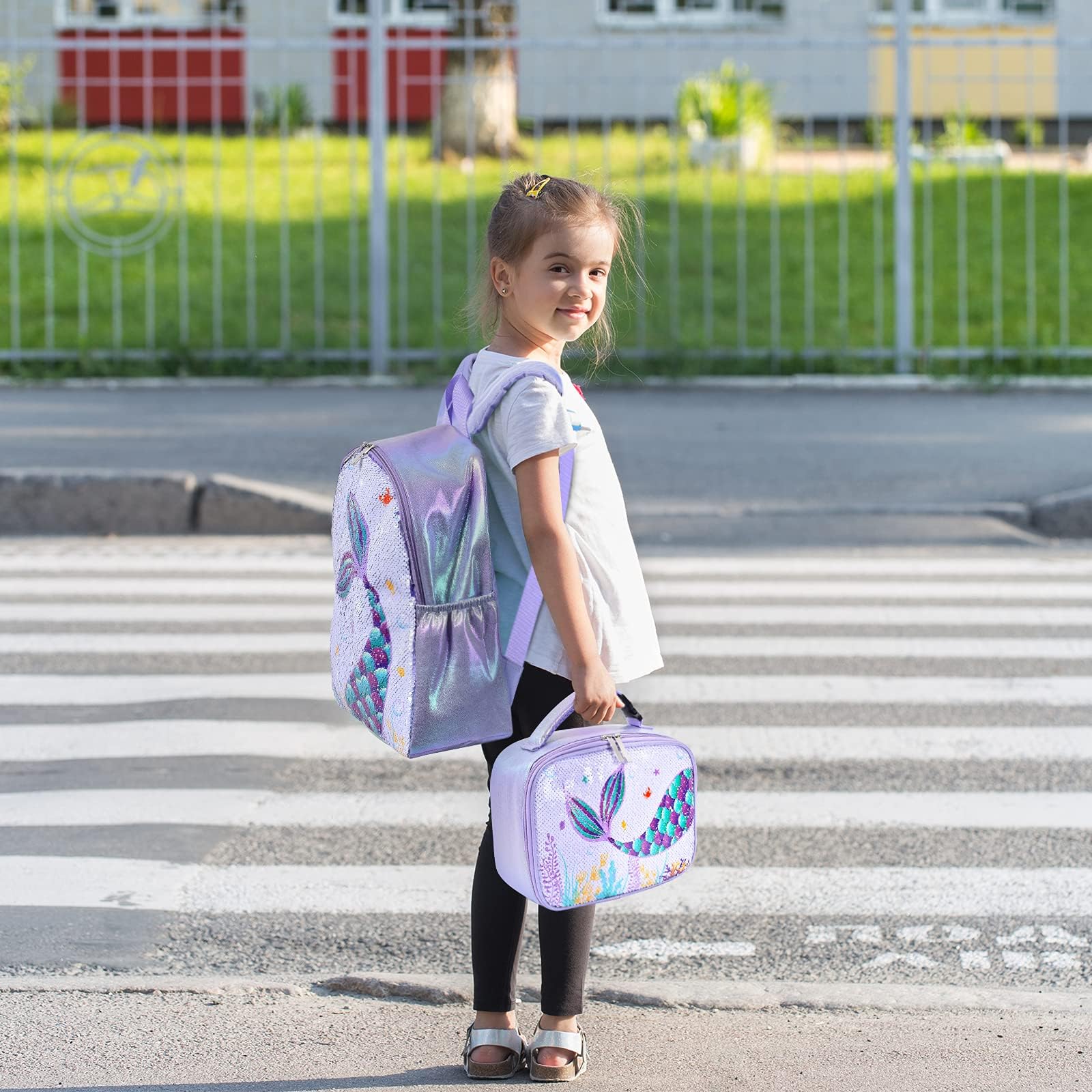 Foto 7 pulgar | Mochila Wernnsai Sparkly Girls Mermaid Kids 38 X 30 X 12 cm - Venta Internacional