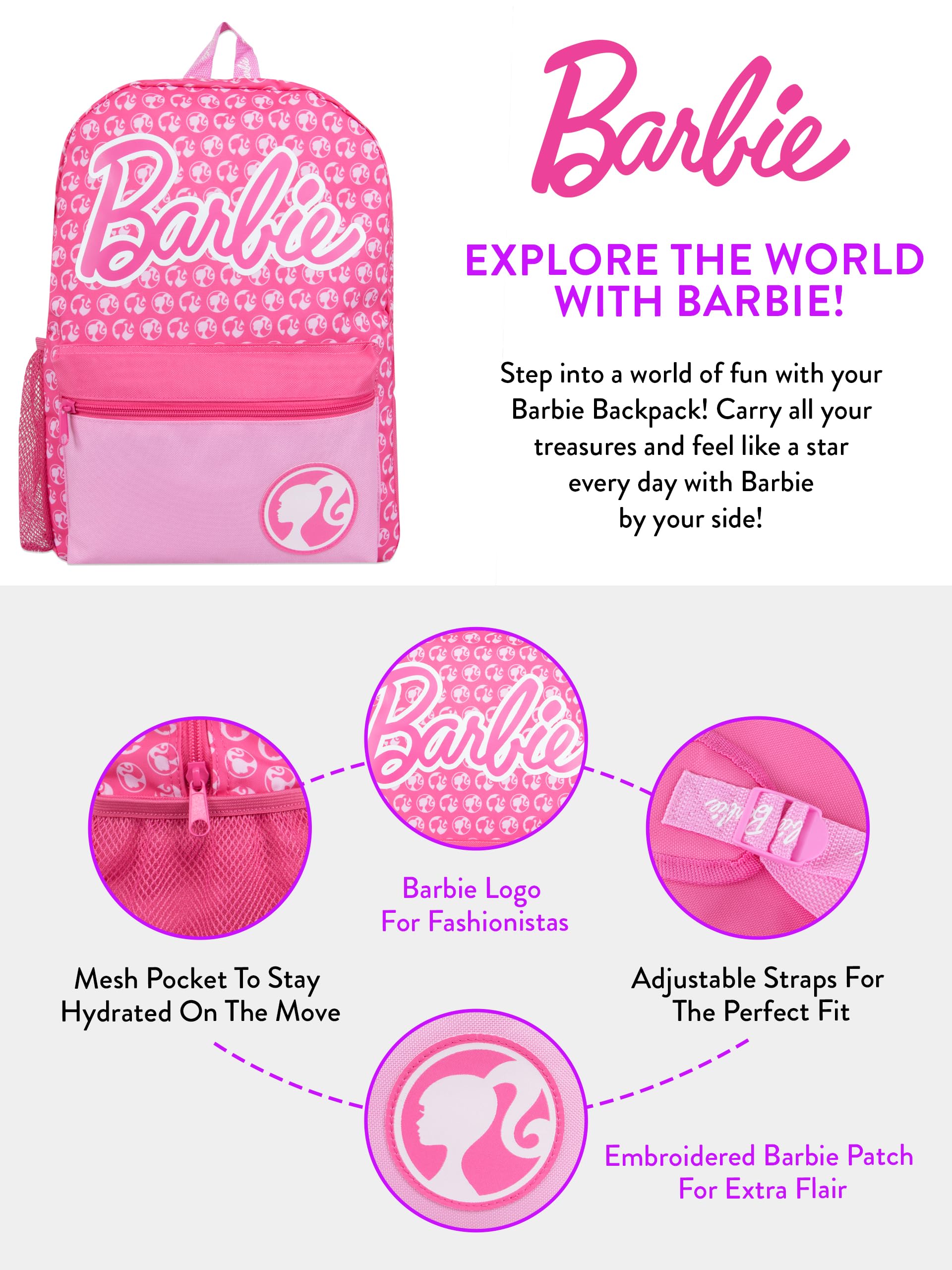 Foto 6 | Mochila Escolar Barbie Kindergarten - Venta Internacional