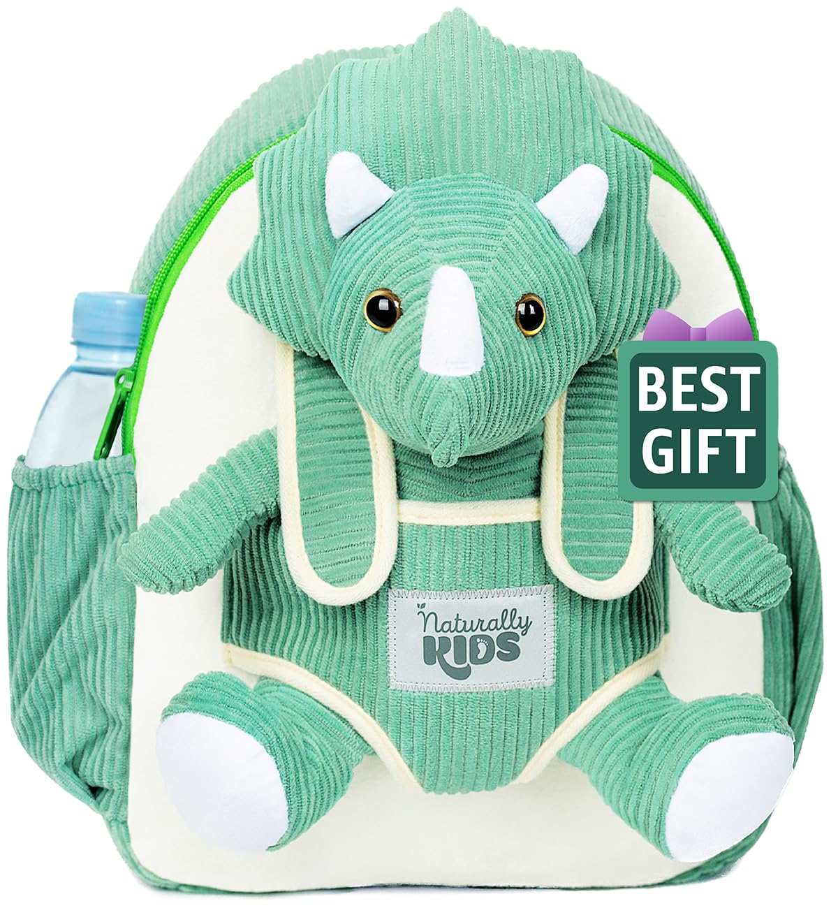 Mochila Naturally Kids Green Dinosaur Triceratops - Venta Internacional