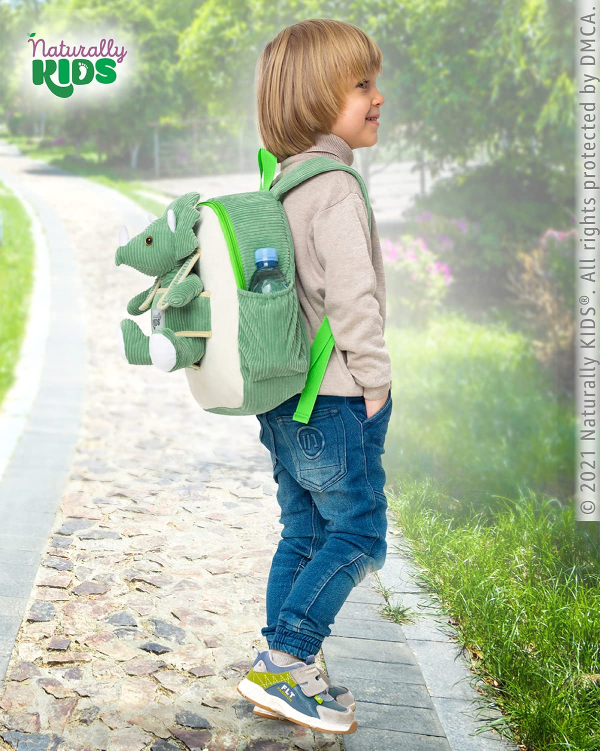 Foto 8 pulgar | Mochila Naturally Kids Green Dinosaur Triceratops - Venta Internacional