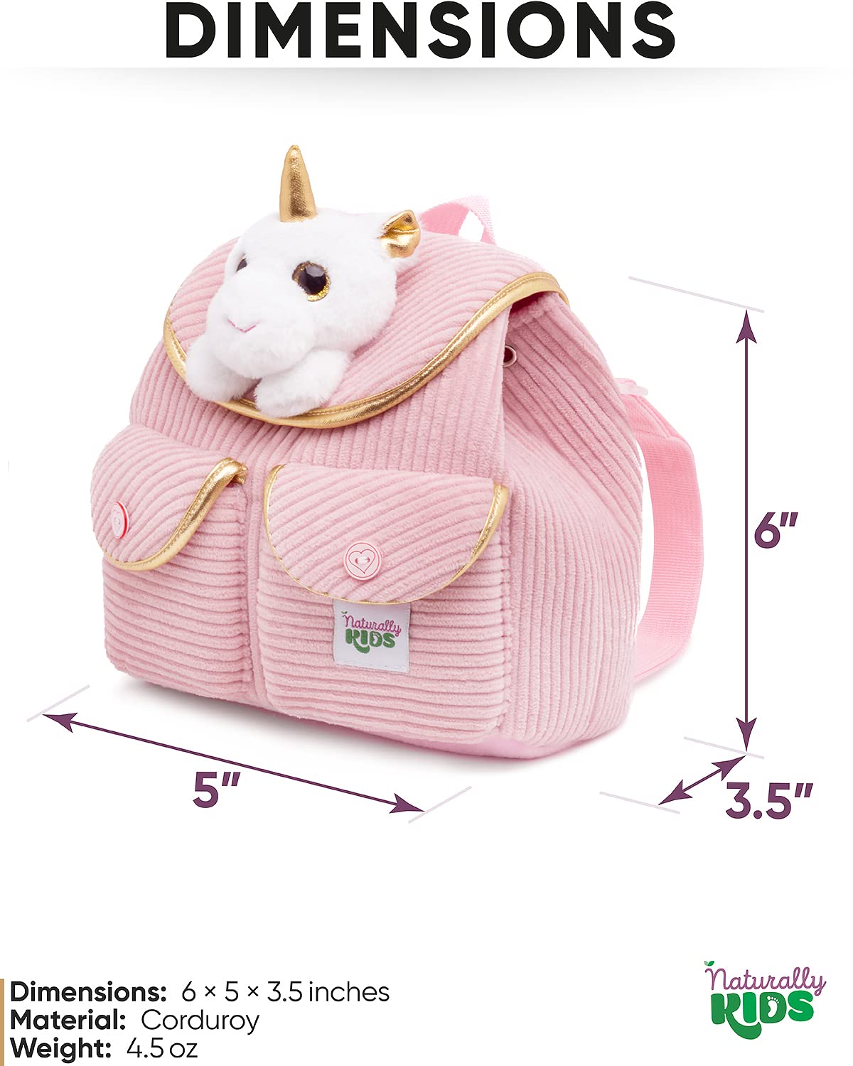 Foto 3 pulgar | Minimochila Naturally Kids Unicornio Rosa - Venta Internacional