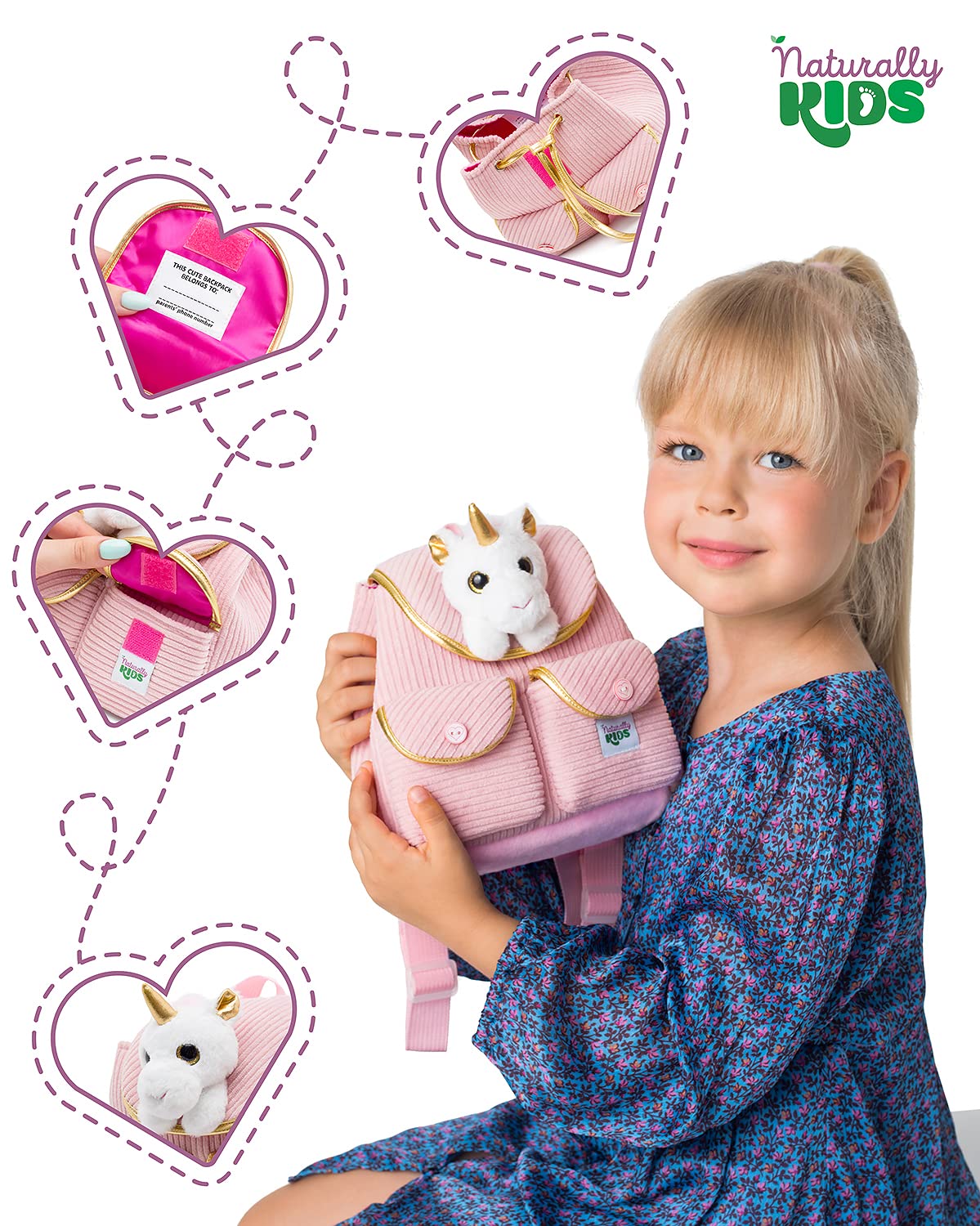 Foto 4 pulgar | Minimochila Naturally Kids Unicornio Rosa - Venta Internacional