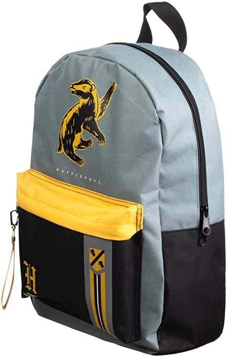 Foto 3 pulgar | Mochila Bioworld Harry Potter Hufflepuff Hogwarts House Grey - Venta Internacional.