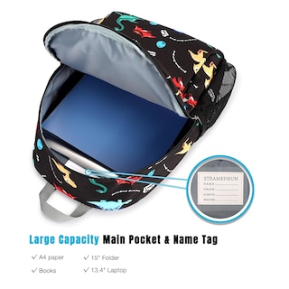Foto 3 | Mochila Para Niños Pequeños Steamedbun Con Diseño De Dinosaurio Para Niños De 2 A 4 Años, Negra - Venta Internacional