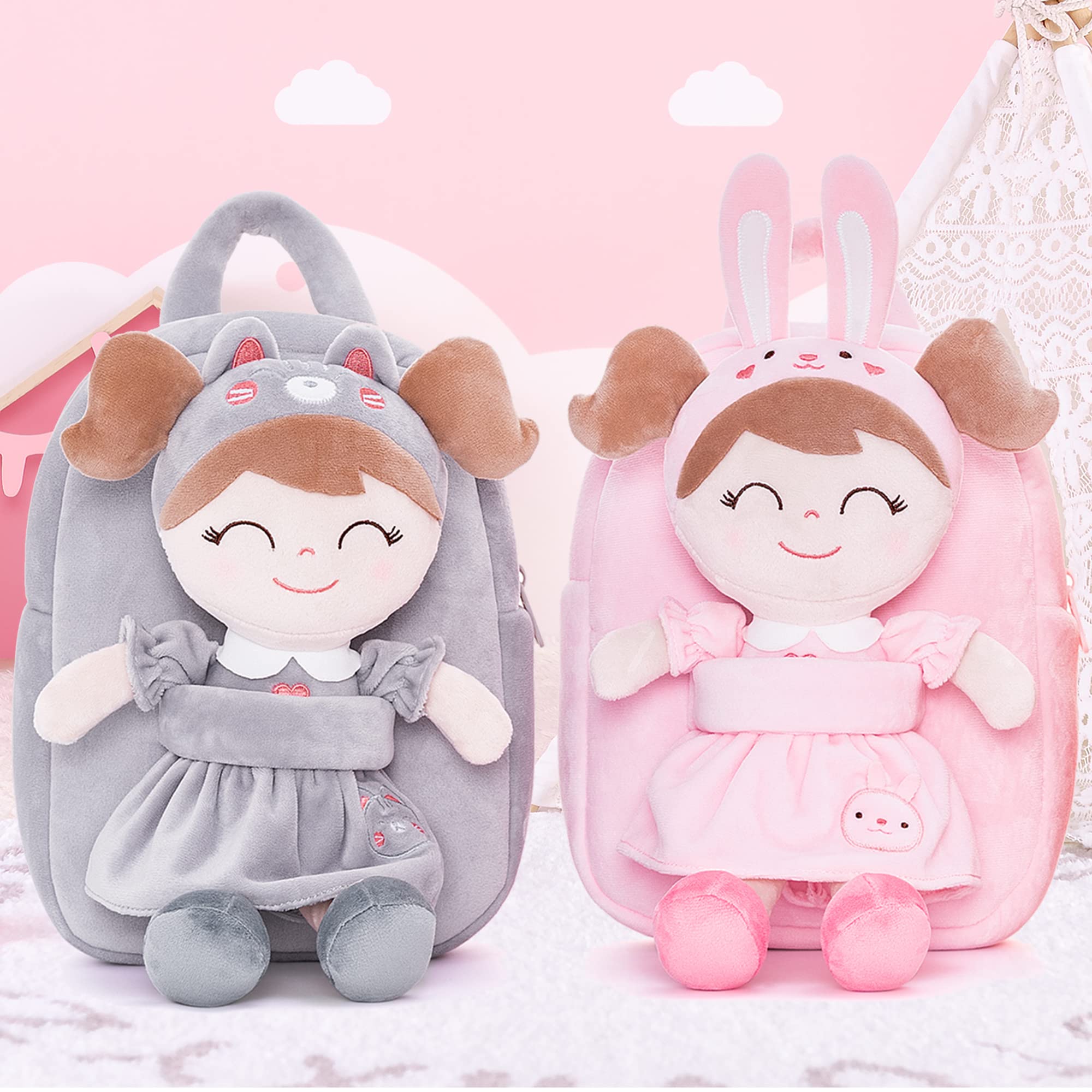 Foto 7 pulgar | Mochila Gloveleya Bunny Plush Kids Con Conejo De Peluche Rosa - Venta Internacional.